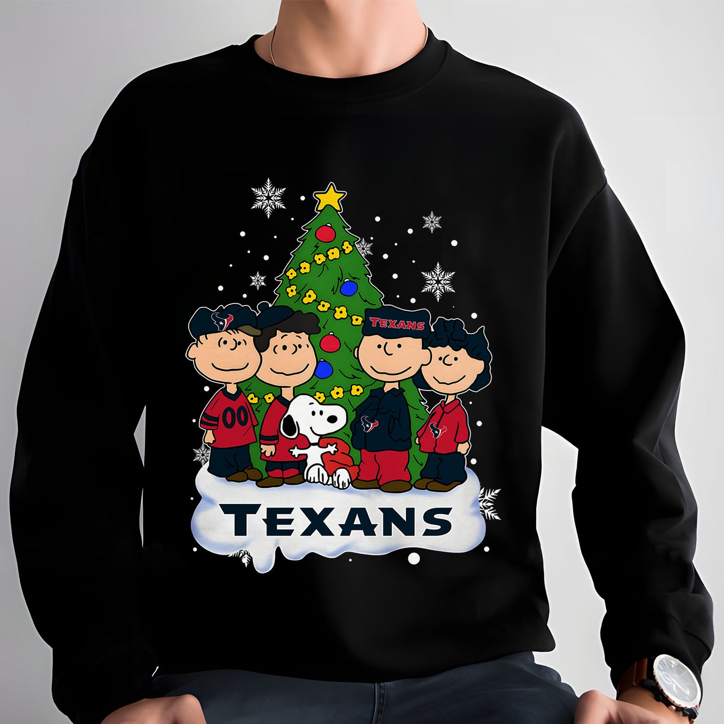 HOU x NFL Peanuts Snoopy And Friends Christmas Tree 2D Shirt DatND DVT