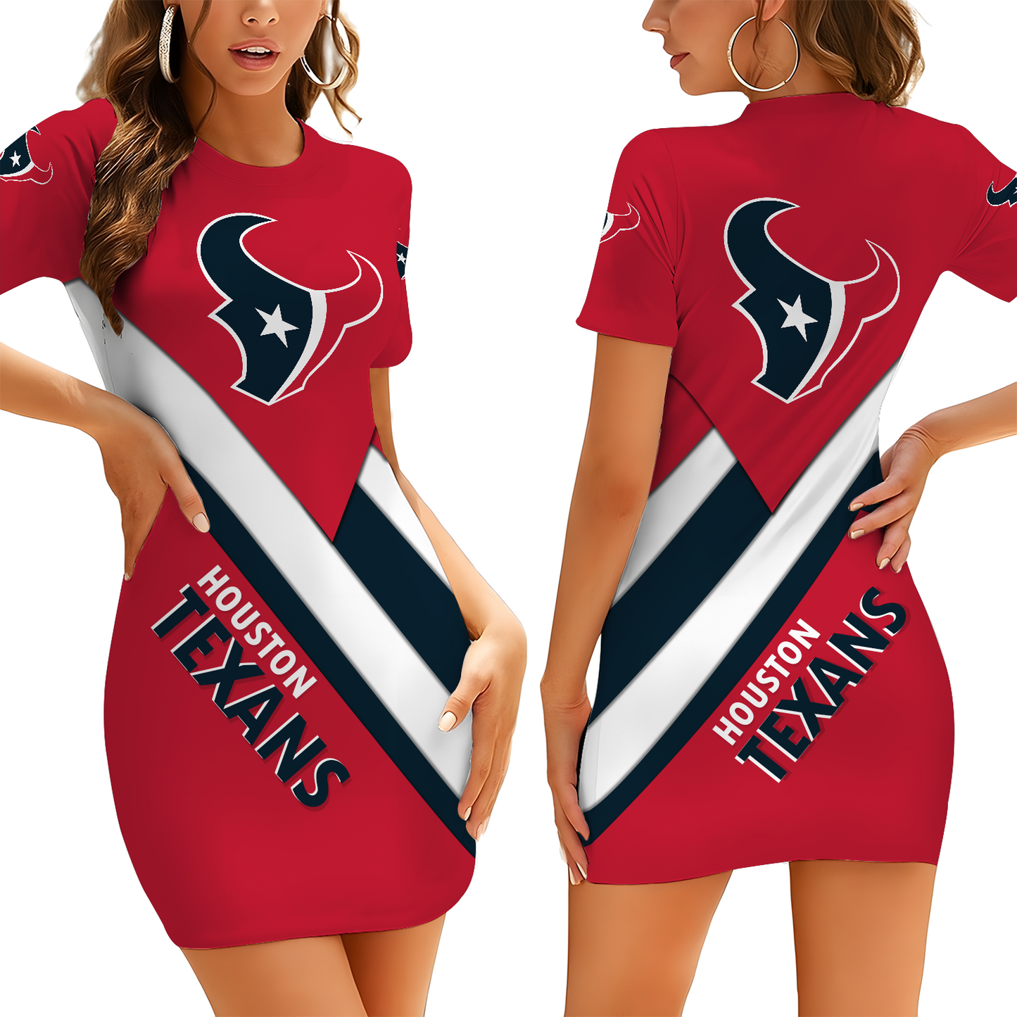 HOU X NFL Short Sleeve Bodycon Mini Dress DATND THUONGNH