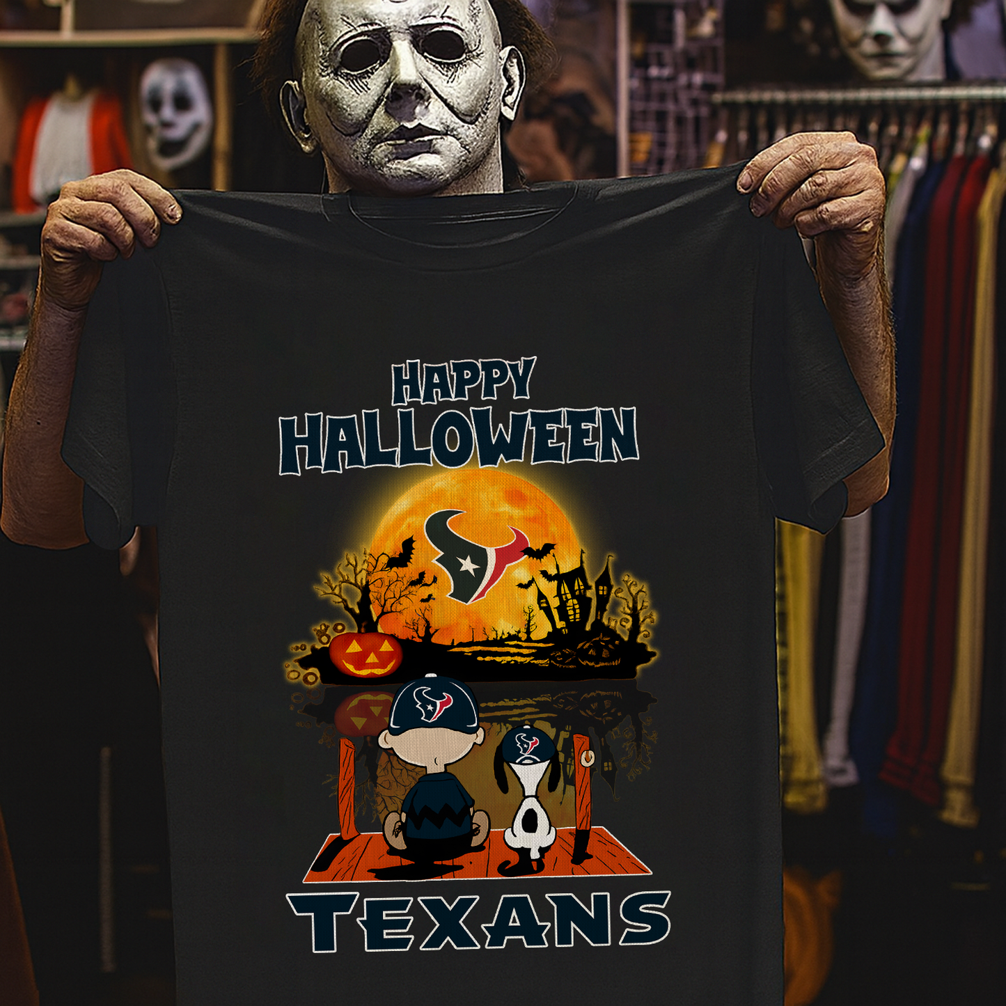 HOU X The Peanuts Snoopy And Charlie Brown Happy Halloween 2D Shirt DatND ThuongNH