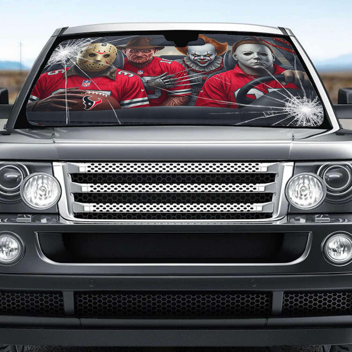 HT x NFL Horror Car Sunshade For Fan DDT CTND