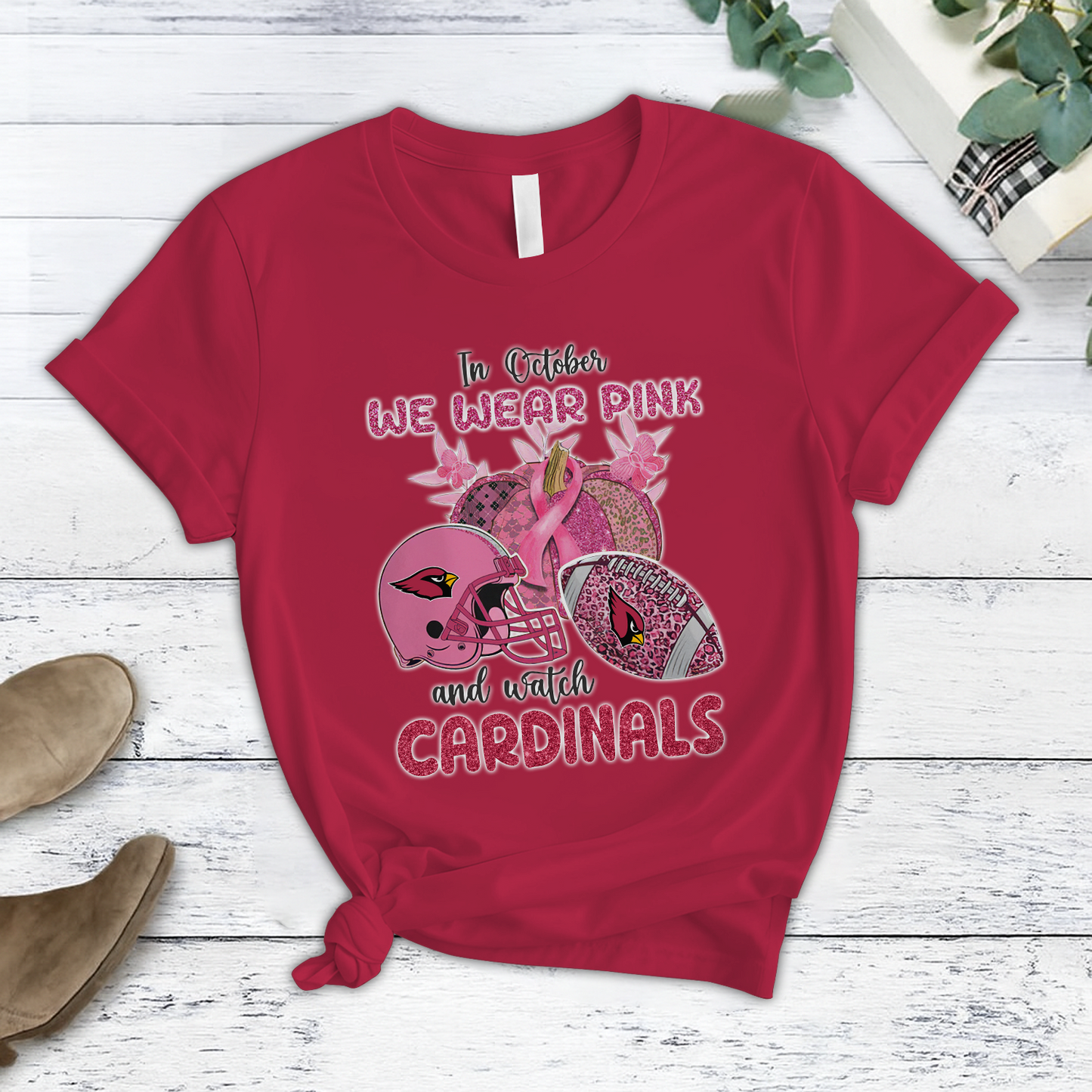 In October We Wear Pink And Watch ARI NFL Pajamas Set DatND DVT