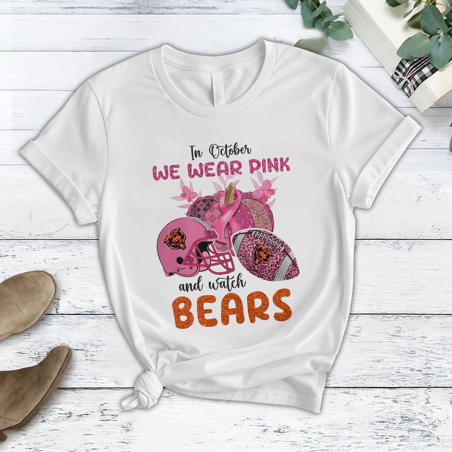 In October We Wear Pink And Watch CHI NFL Pajamas Set DatND DVT