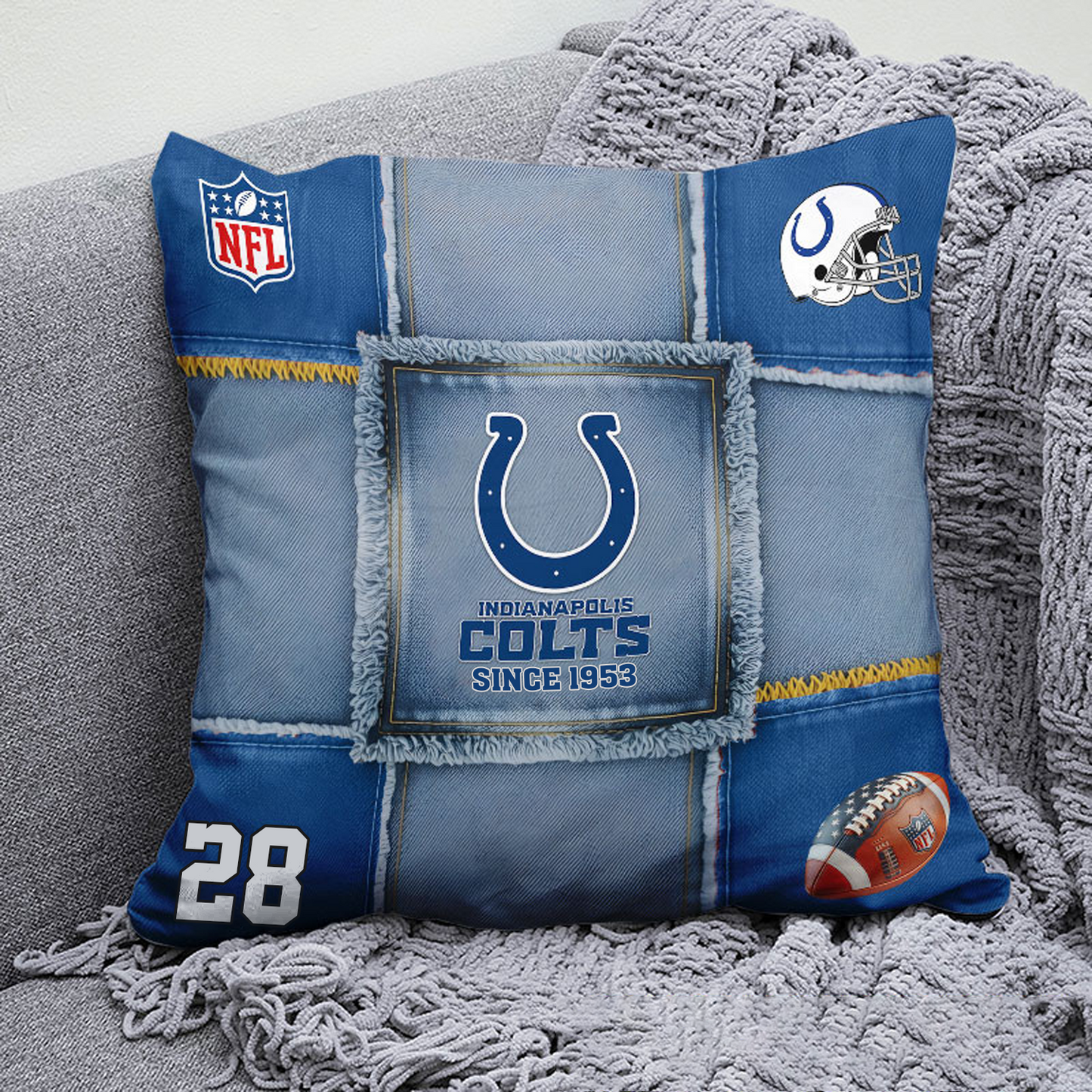IND x NFL Football Pillow Special Style DATND TANTD
