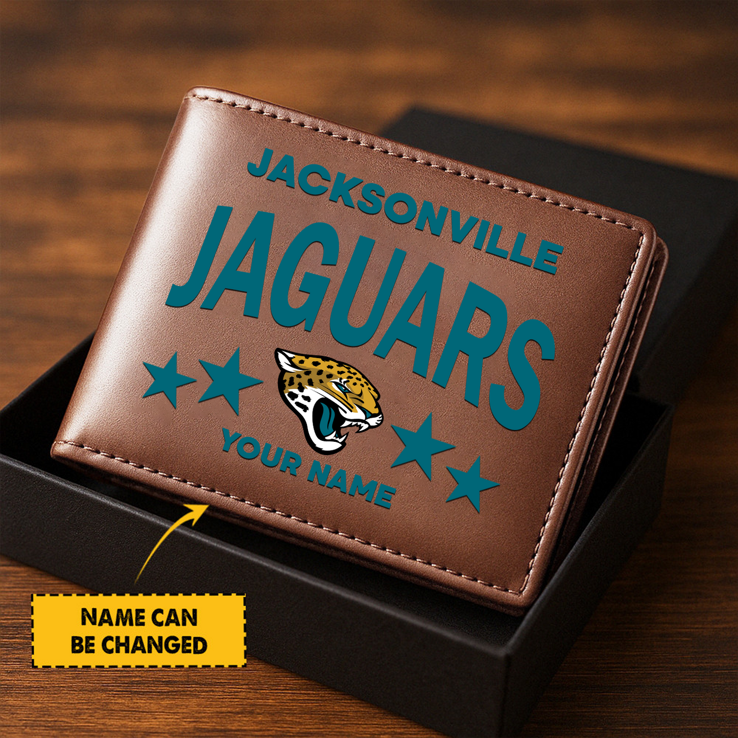 JAC Football Leather Man Black Brown Wallet Personalized Any Name DATND TANTD