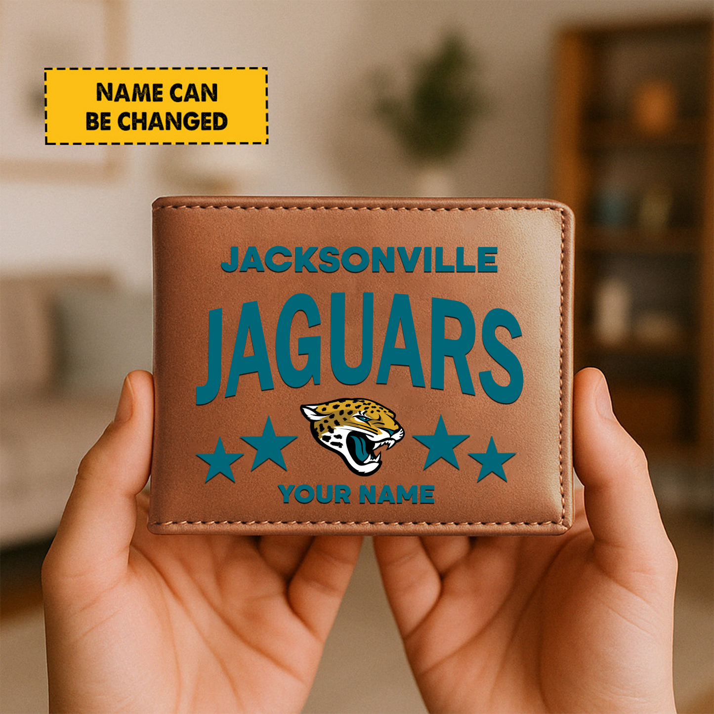 JAC Football Leather Man Black Brown Wallet Personalized Any Name DATND TANTD