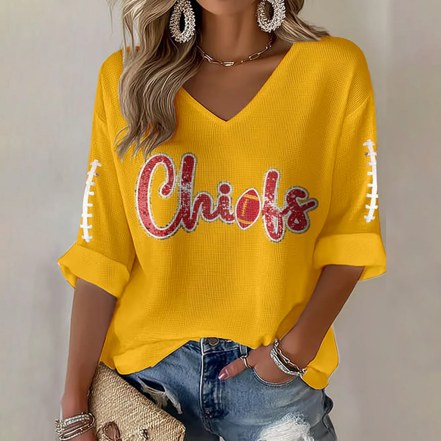 KC Football Fans Lovers Gameday Casual Long-Sleeve Top DATND TANTD