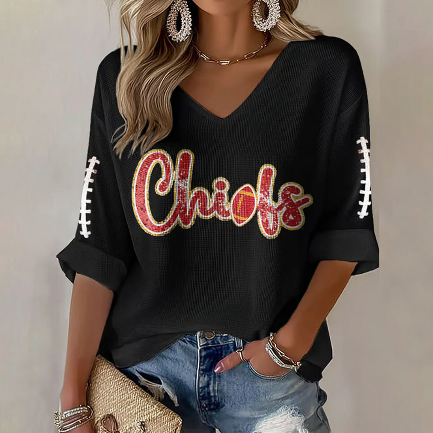 KC Football Fans Lovers Gameday Casual Long-Sleeve Top DATND TANTD