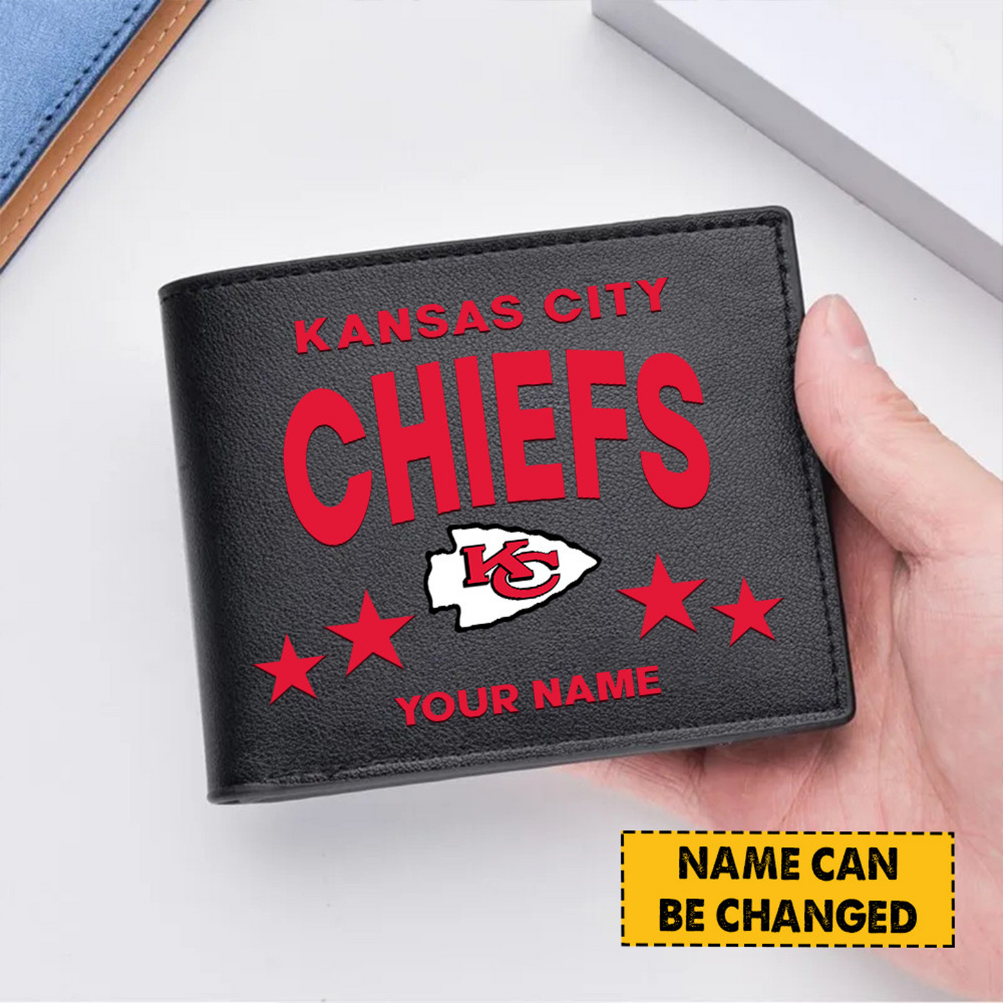 KC Football Leather Man Black Brown Wallet Personalized Any Name DATND TANTD