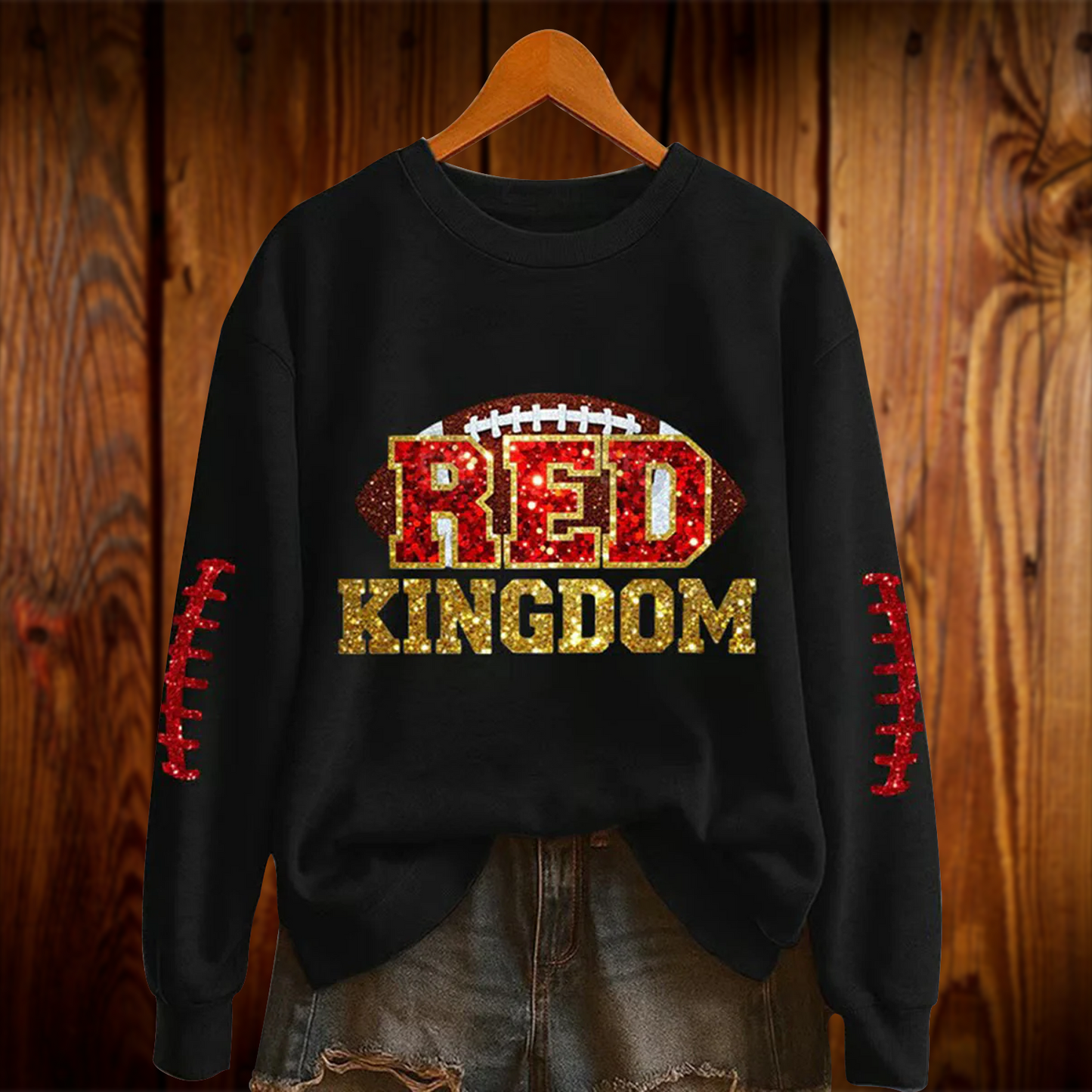 KC NFL Women's Red Kingdom Football Printed Sweatshirt DATND TANTD