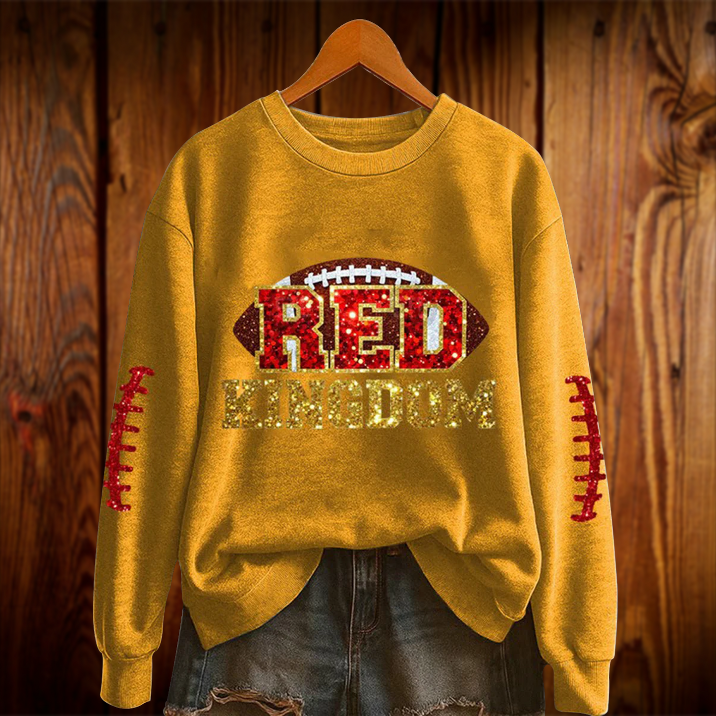 KC NFL Women's Red Kingdom Football Printed Sweatshirt DATND TANTD