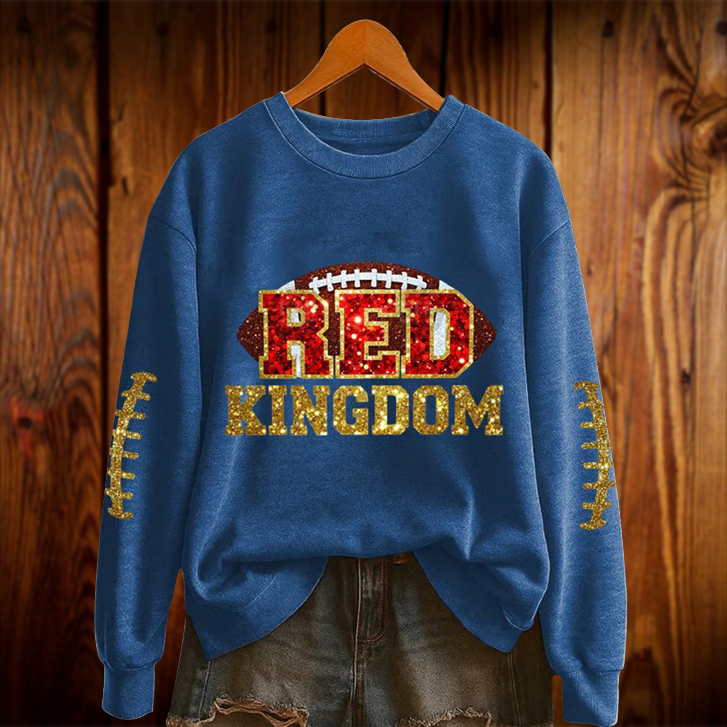 KC NFL Women's Red Kingdom Football Printed Sweatshirt DATND TANTD
