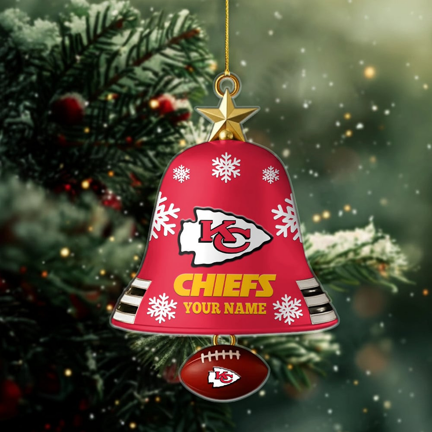 KC X NFL Christmas Bell Ornament Custom Any Name Gifts NAK THUONGNH