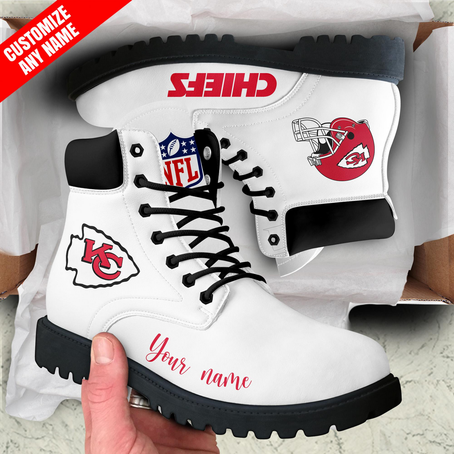KC x NFL Custom Leather Boots DATND TANTD