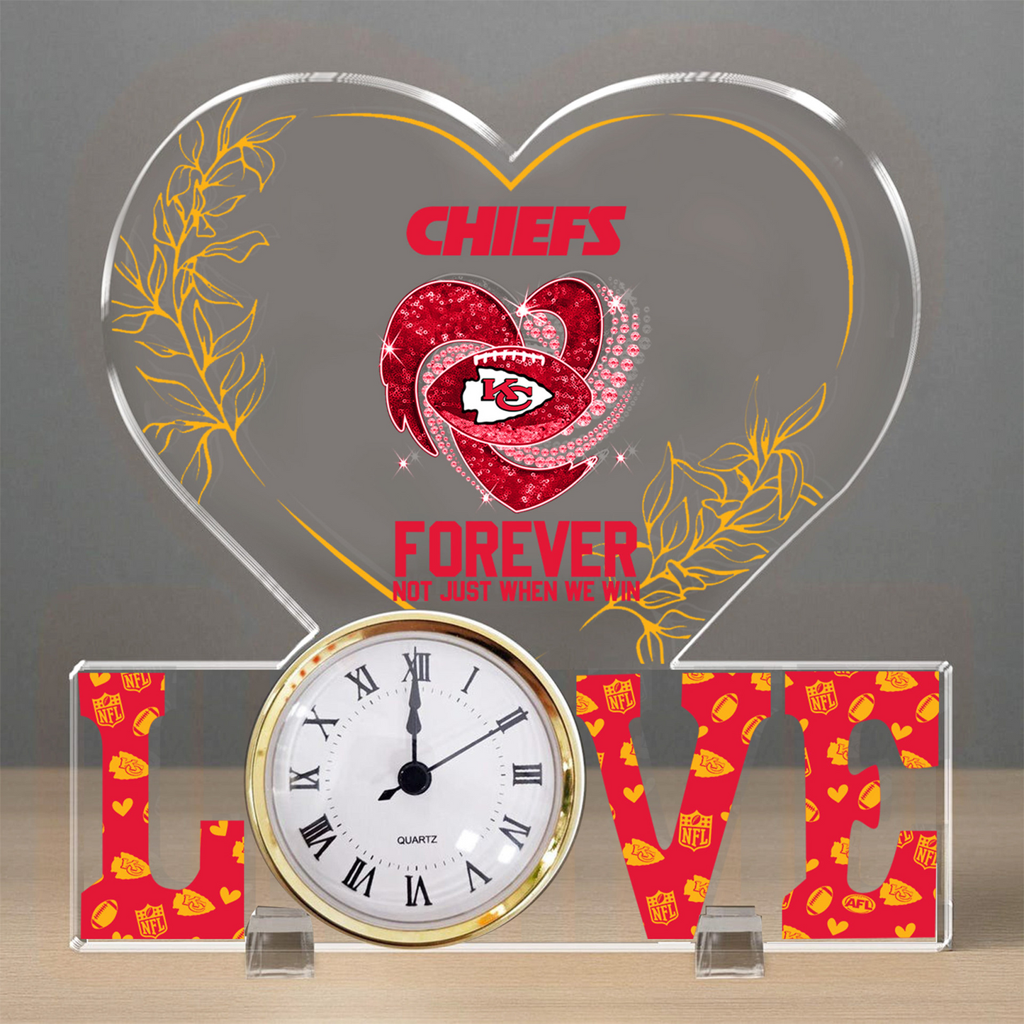 KC x NFL Forever Not Just When We Win Acrylic Clock DATND TANTD