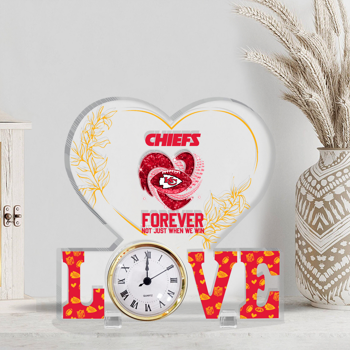 KC x NFL Forever Not Just When We Win Acrylic Clock DATND TANTD
