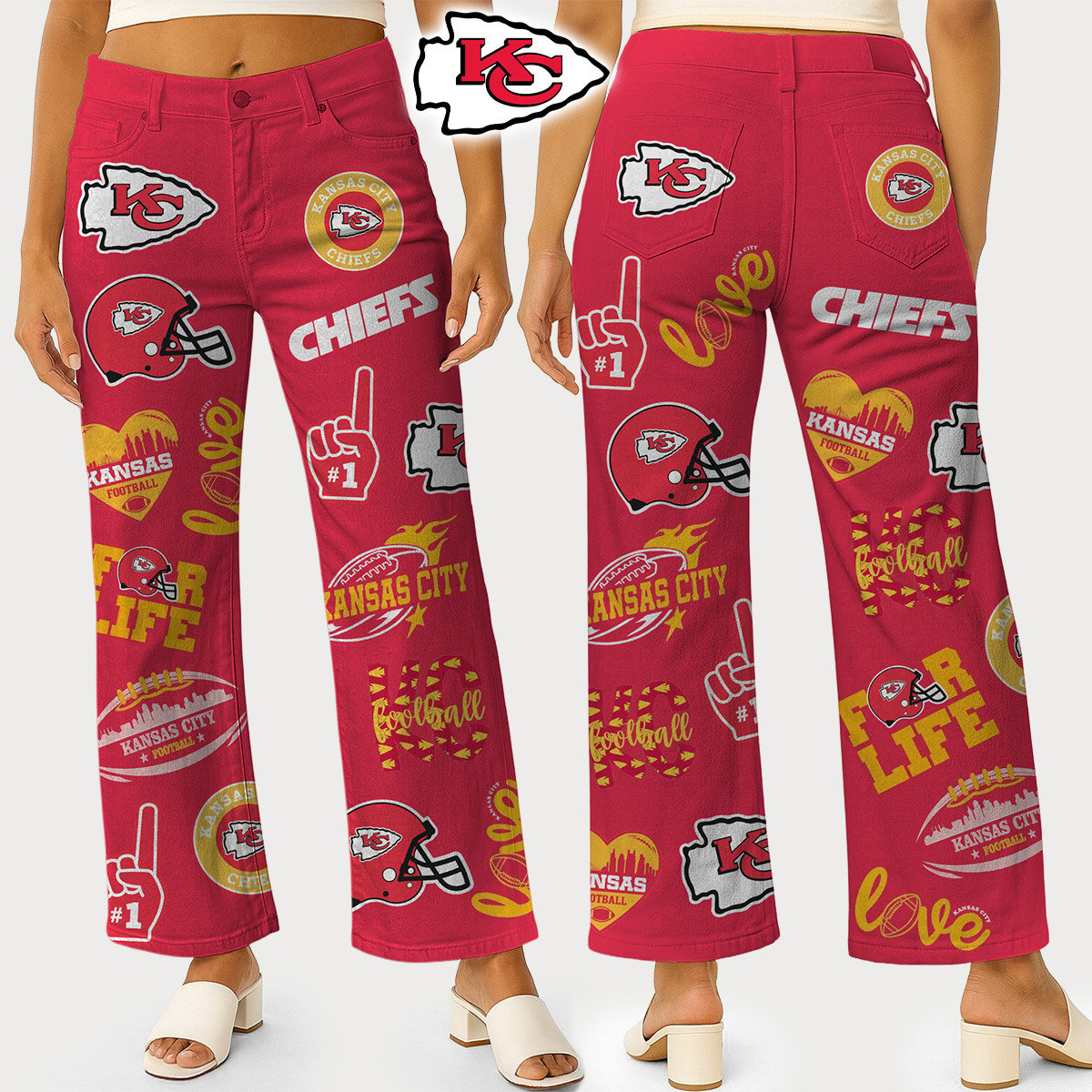 KCC Premium NFL High Waisted Casual Wide Leg Pants DDT NTL