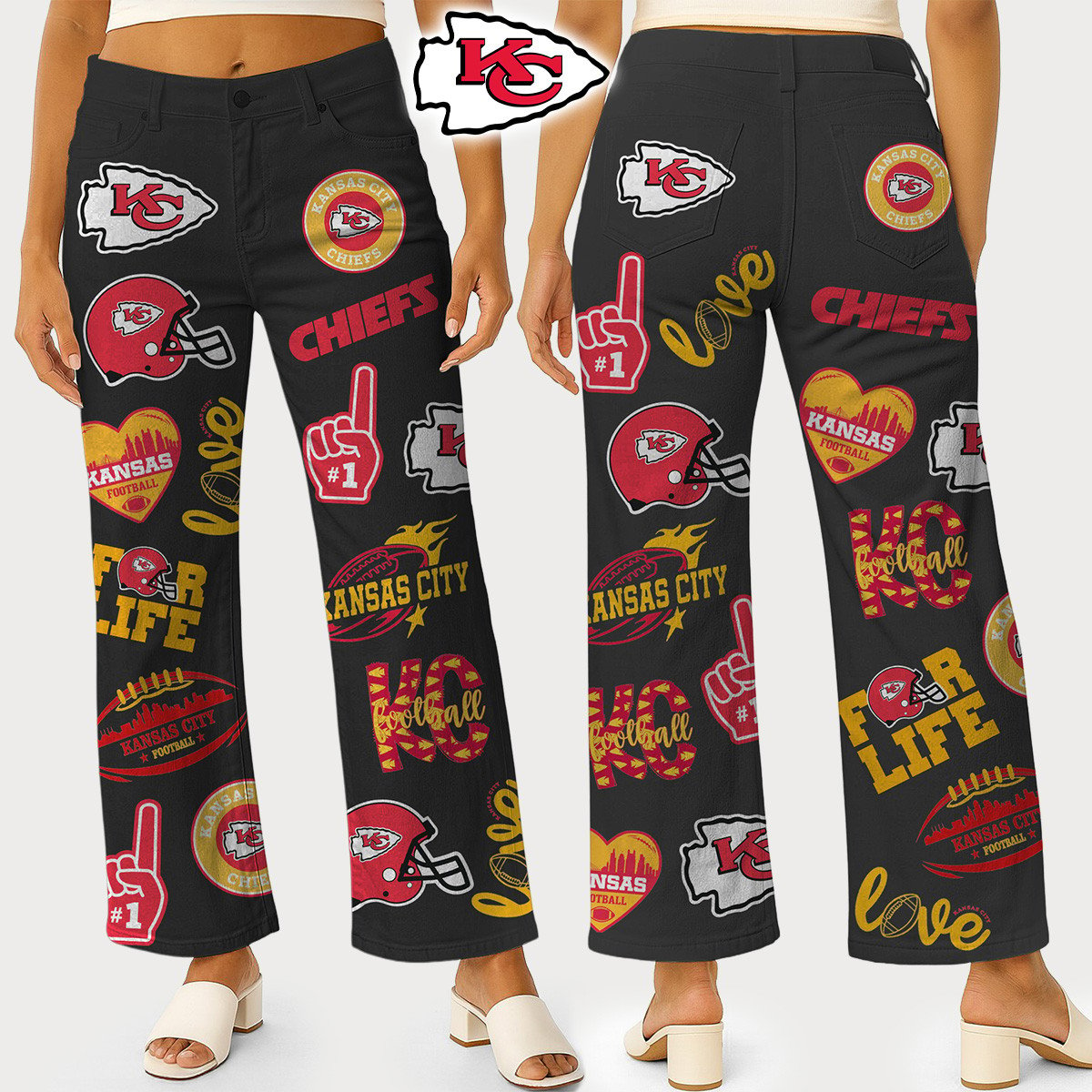 KCC Premium NFL High Waisted Casual Wide Leg Pants DDT NTL