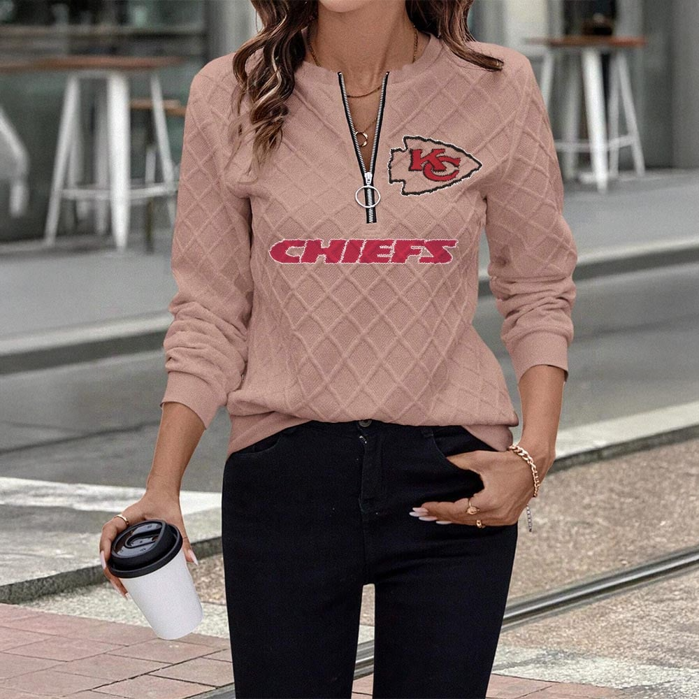 KCC x NFL Women's Knit Textured Fabric Zip Up Sweatshirt DDT CTND