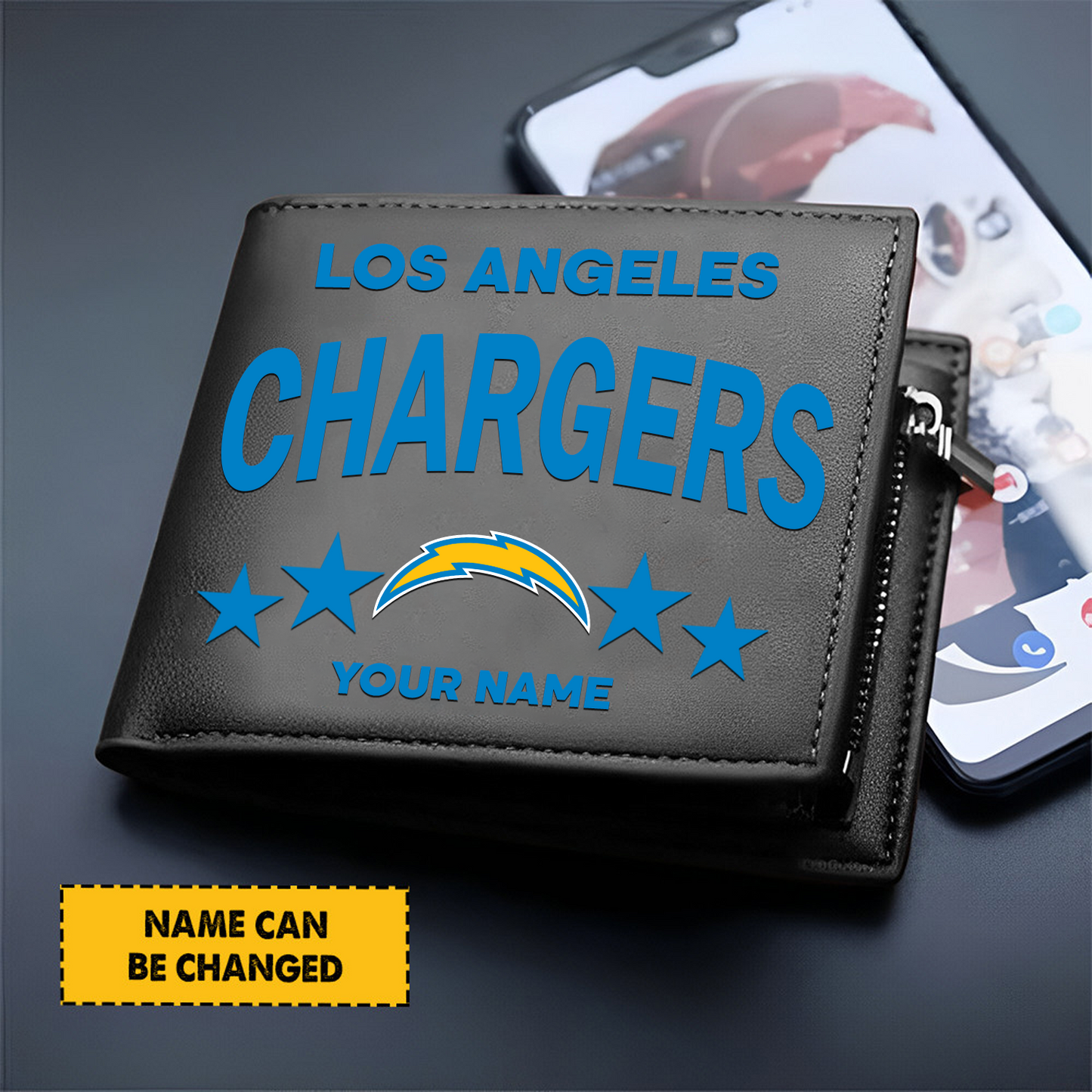 LAC Football Leather Man Black Brown Wallet Personalized Any Name DATND TANTD