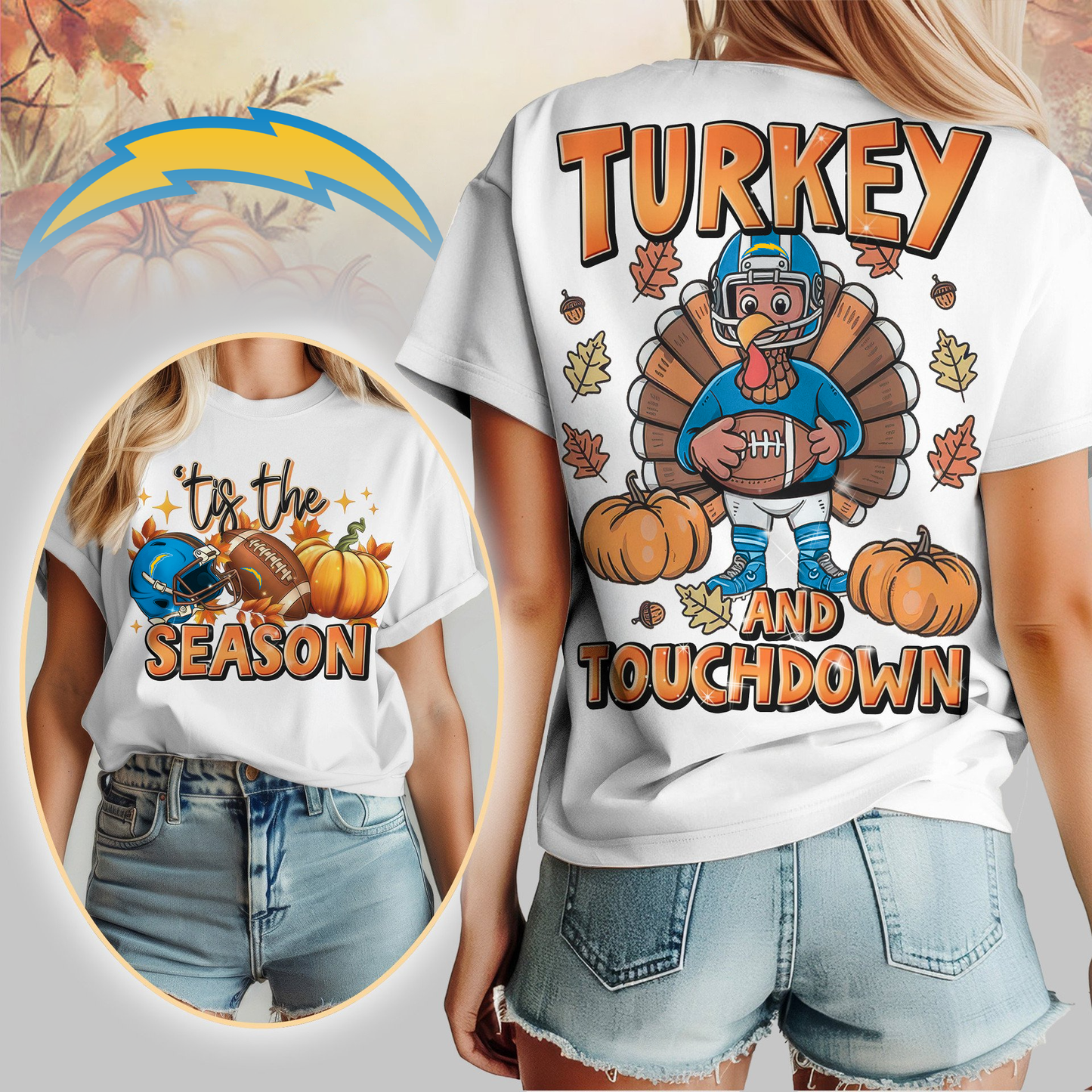 LAC Premium NFL Turkey and Touchdown Women's Shirt DDT NTL