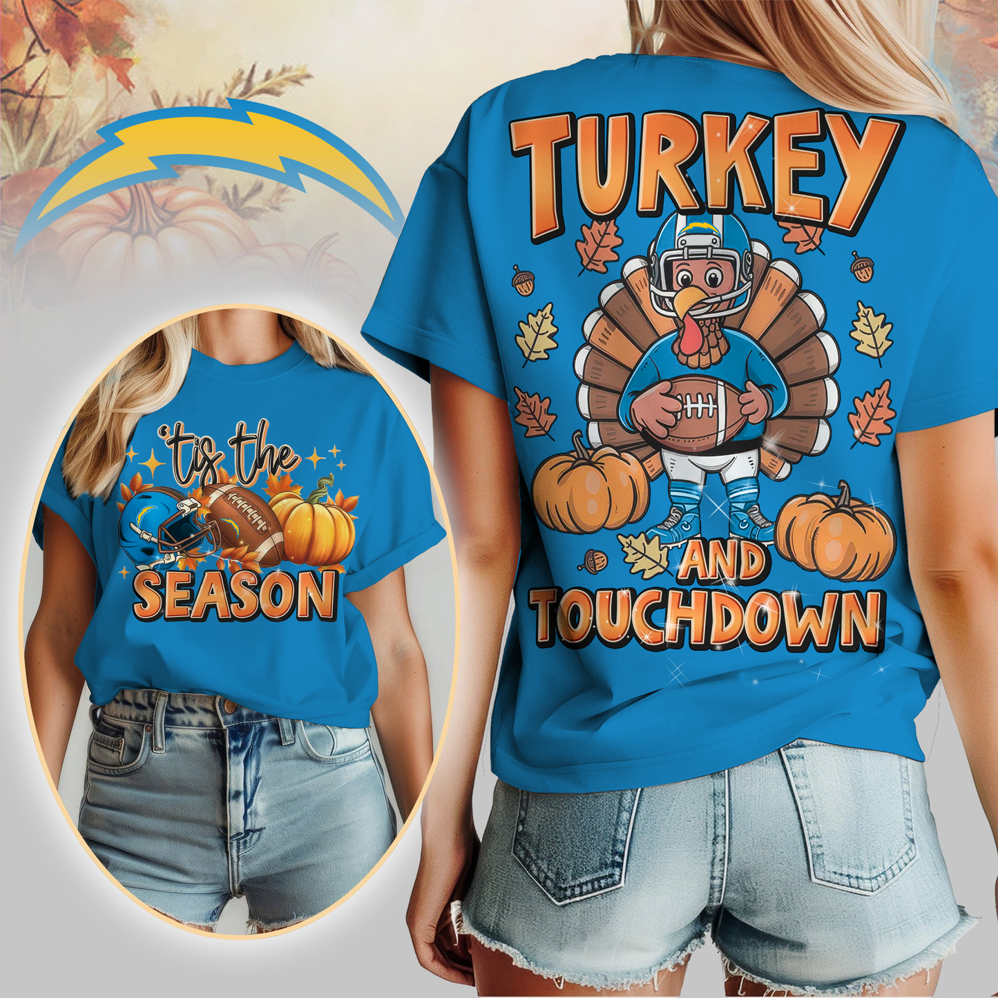 LAC Premium NFL Turkey and Touchdown Women's Shirt DDT NTL