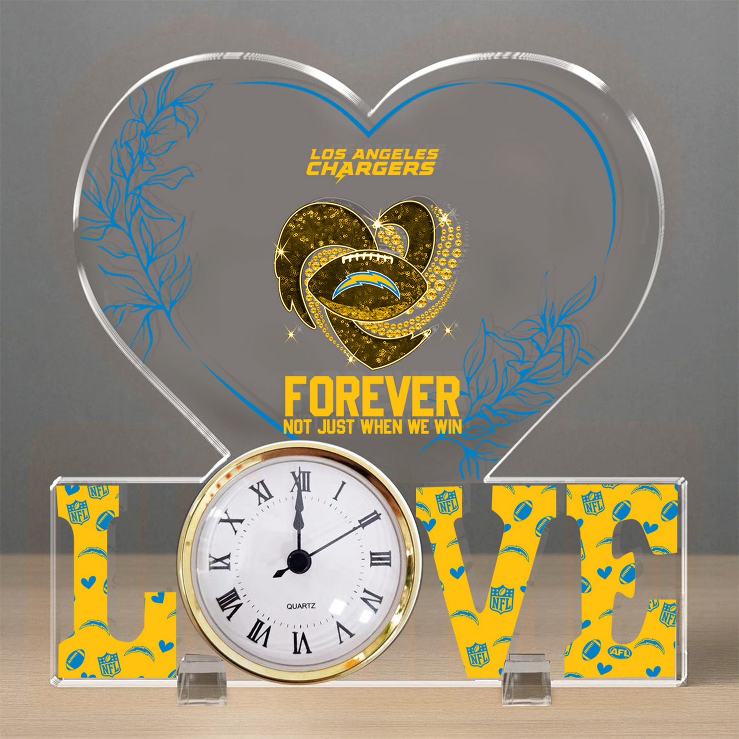 LAC x NFL Forever Not Just When We Win Acrylic Clock DATND TANTD