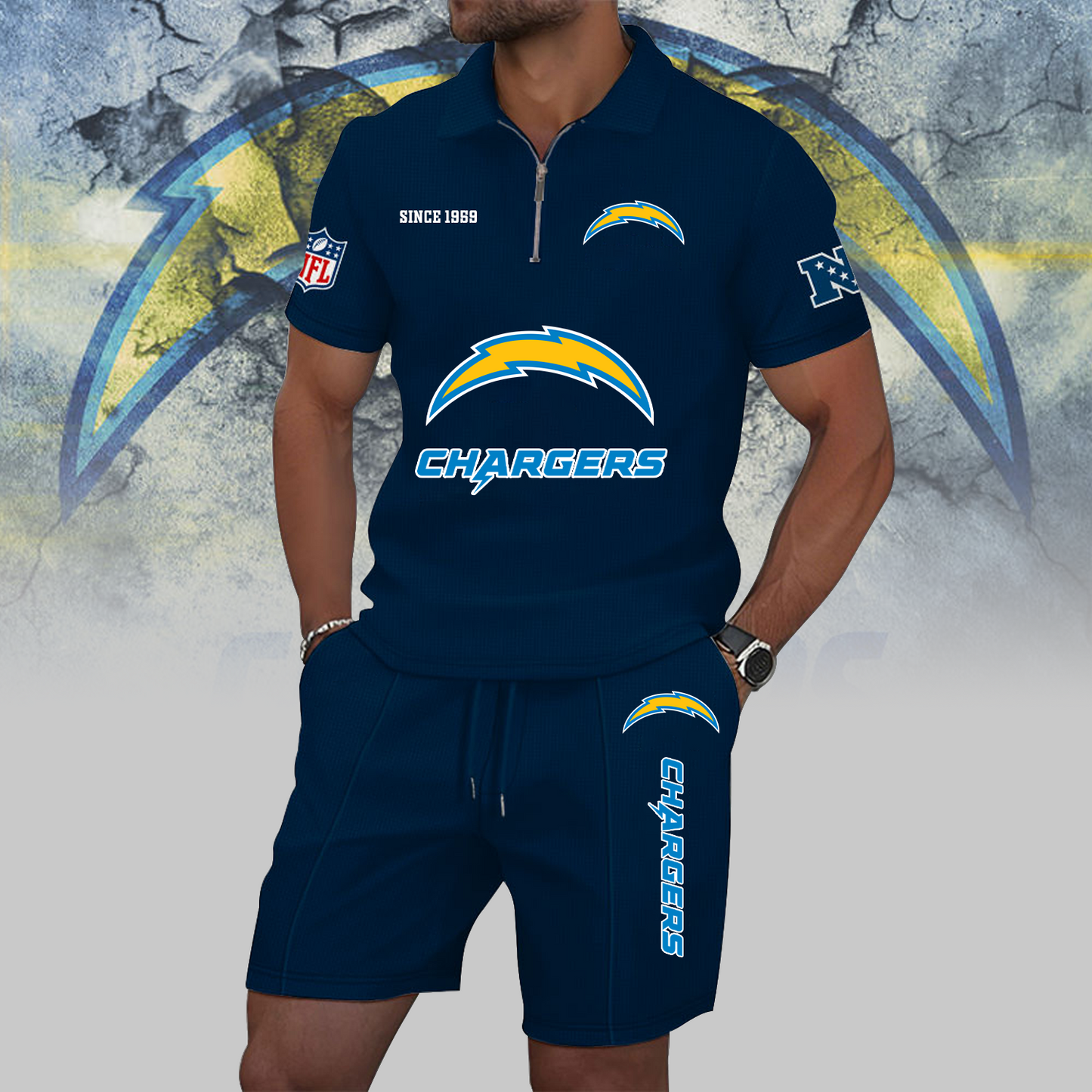LAC x NFL Zip Polo Set DATND TANTD