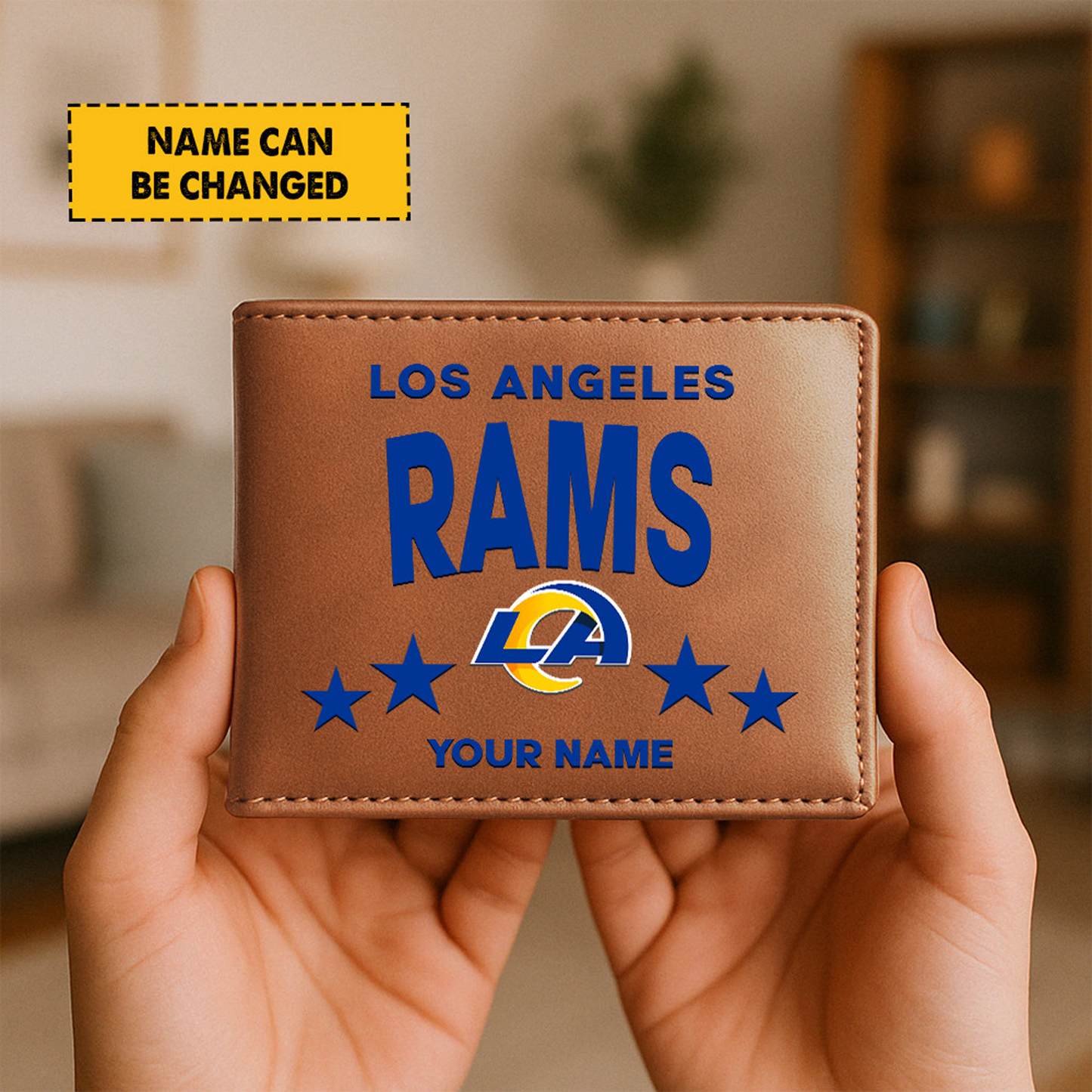 LAR Football Leather Man Black Brown Wallet Personalized Any Name DATND TANTD