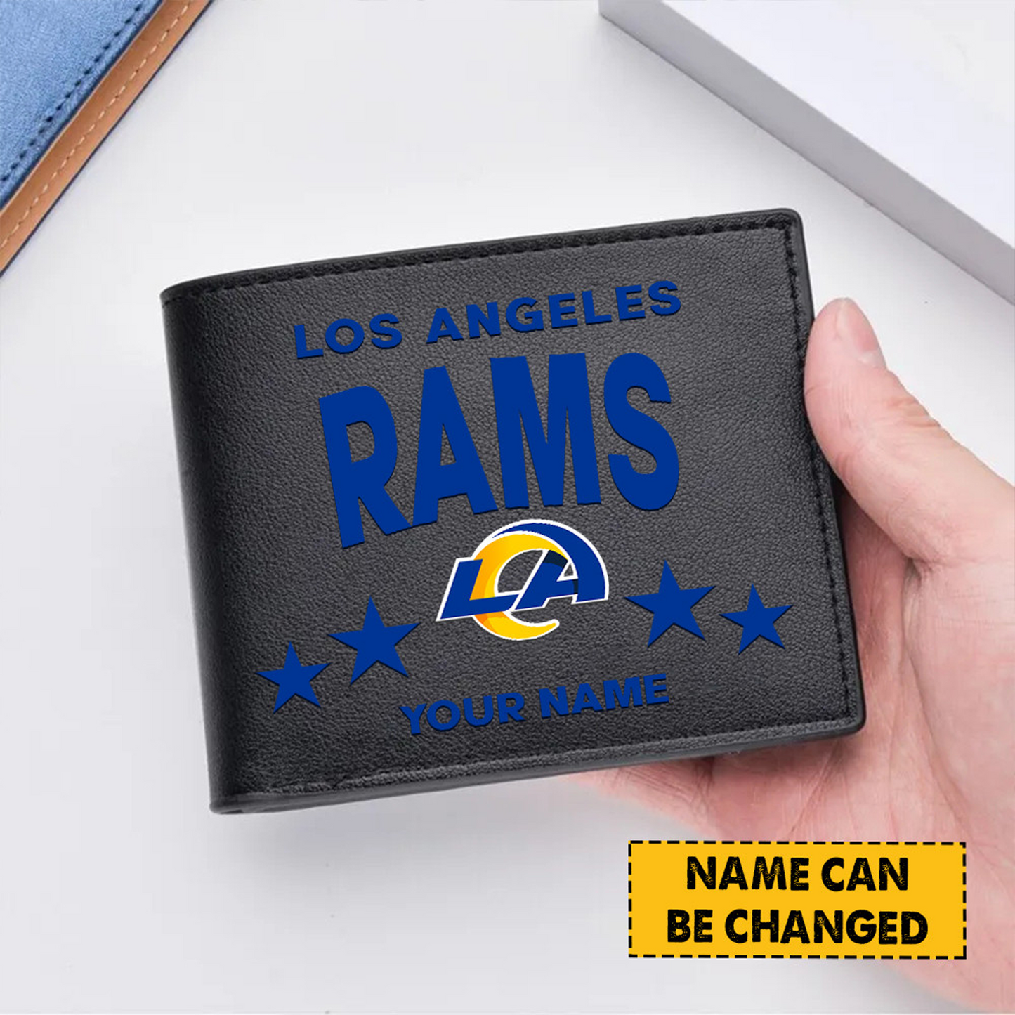 LAR Football Leather Man Black Brown Wallet Personalized Any Name DATND TANTD