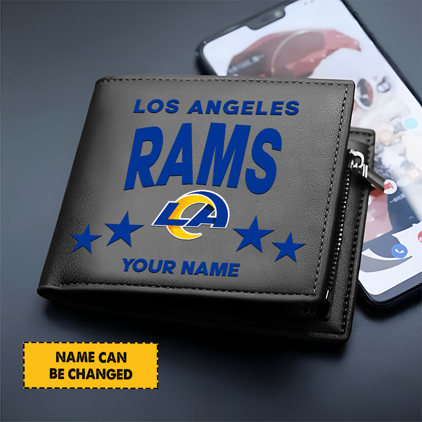 LAR Football Leather Man Black Brown Wallet Personalized Any Name DATND TANTD