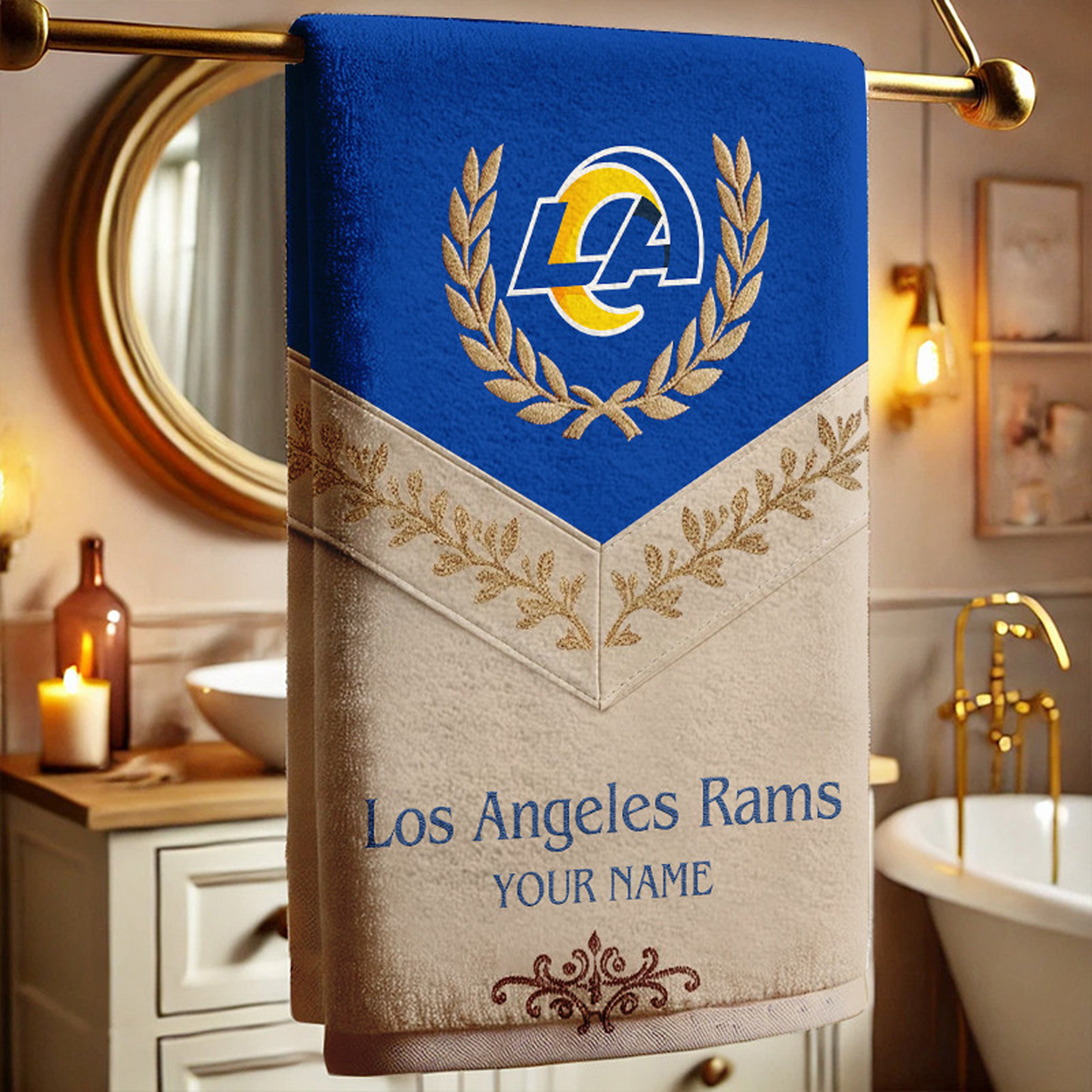 LAR Football New Bath Towel Custom Name DATND TANTD