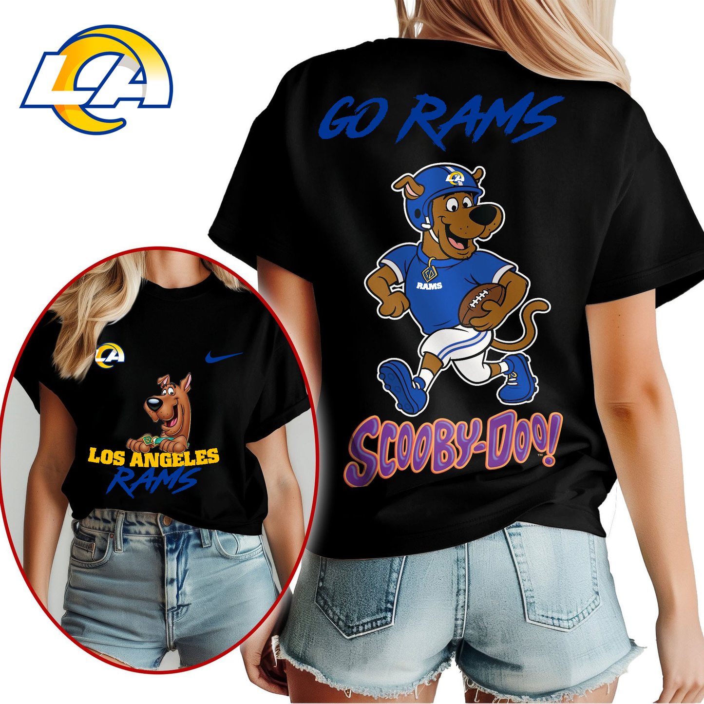 LAR Premium NFL Scooby-Doo Fan Women‘s Shirt DDT CTND
