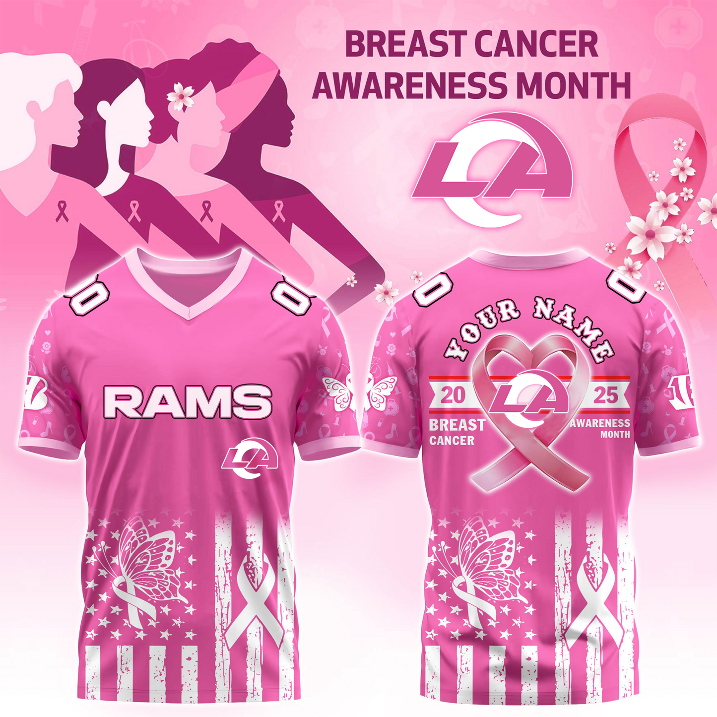 LAR x Breast Cancer Awareness Month 2025 V-neck Short Sleeve Jersey DatND DVT