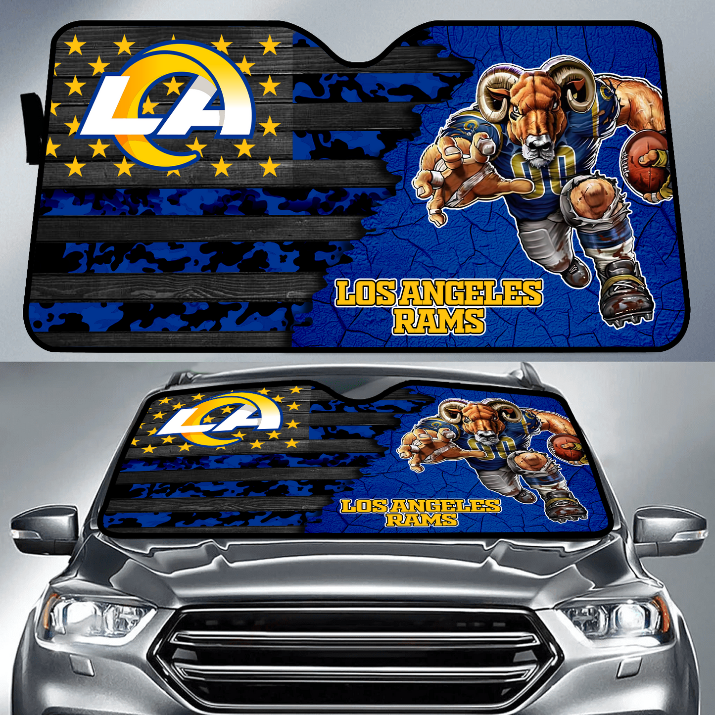 LAR x NFL Personalized Auto Sun Shade DATND TANTD