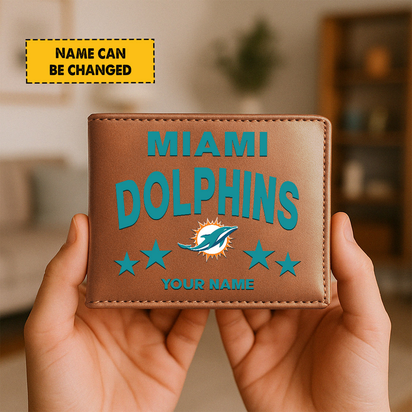 MIA Football Leather Man Black Brown Wallet Personalized Any Name DATND TANTD