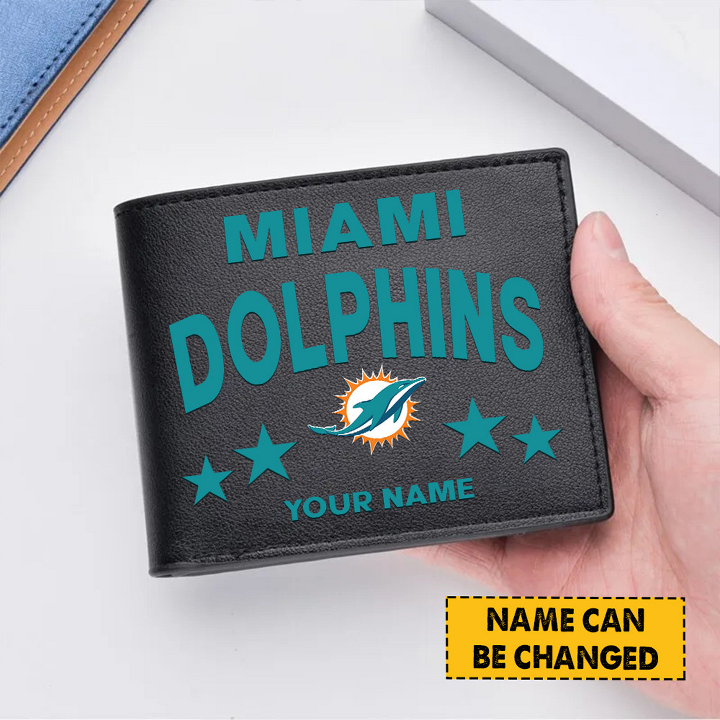 MIA Football Leather Man Black Brown Wallet Personalized Any Name DATND TANTD