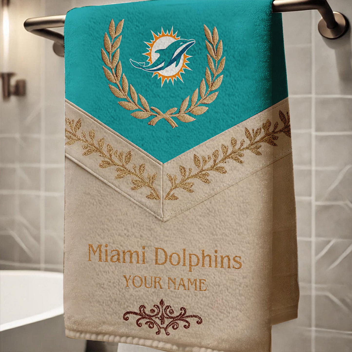 MIA Football New Bath Towel Custom Name DATND TANTD