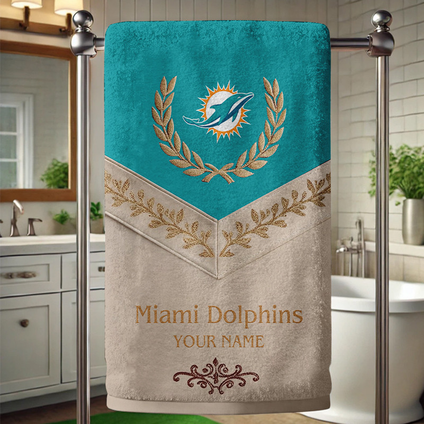 MIA Football New Bath Towel Custom Name DATND TANTD