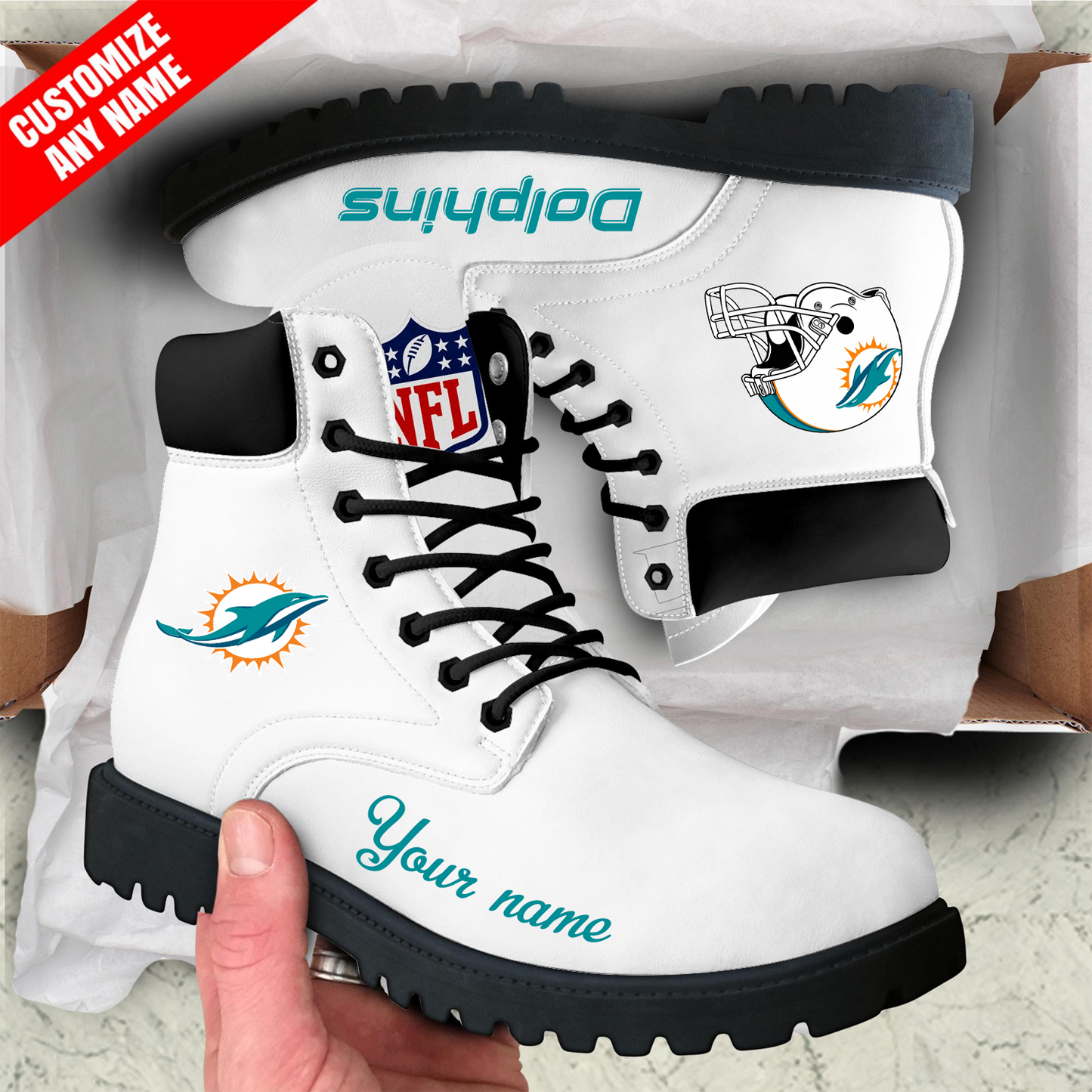 MIA x NFL Custom Leather Boots DATND TANTD
