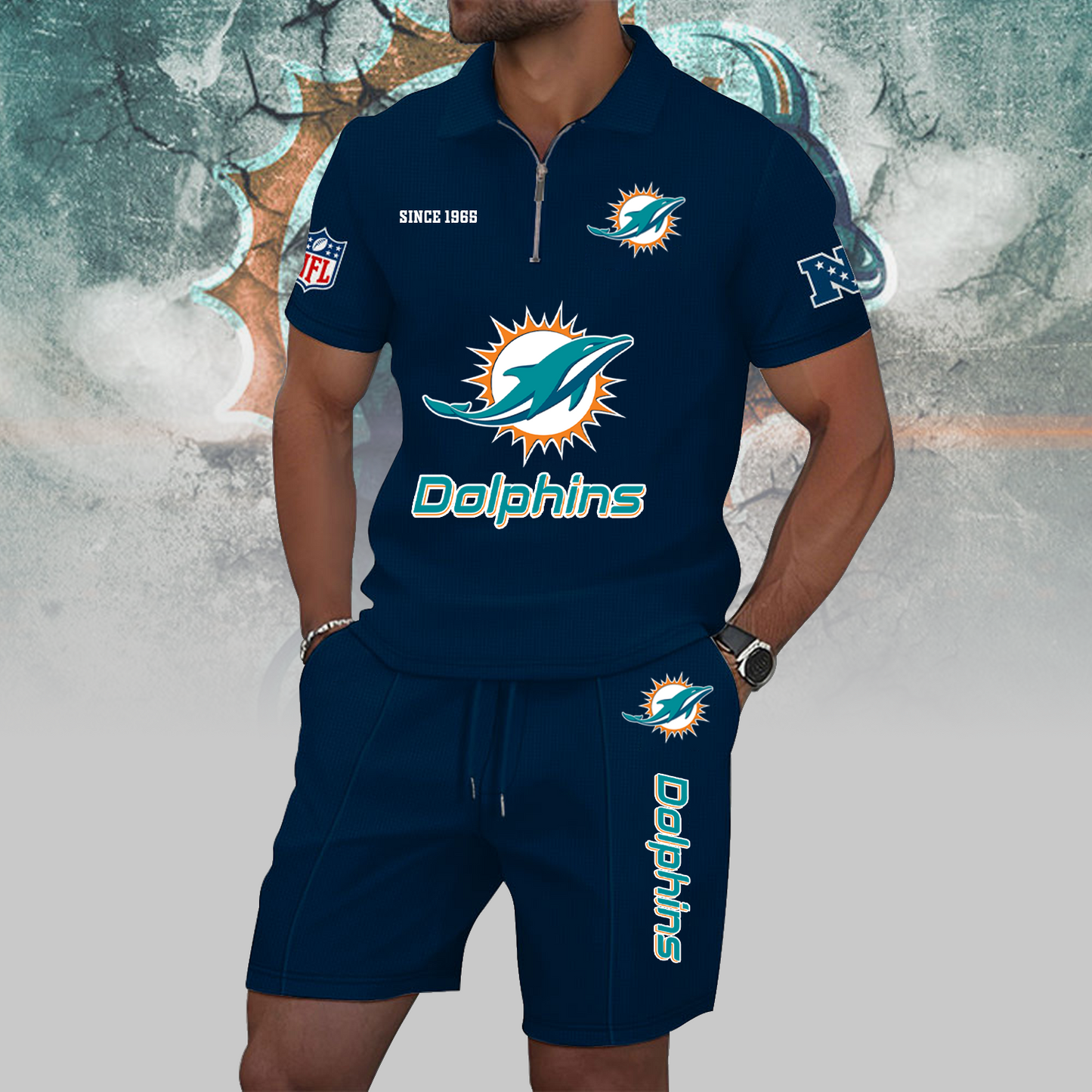 MIA x NFL Zip Polo Set DATND TANTD