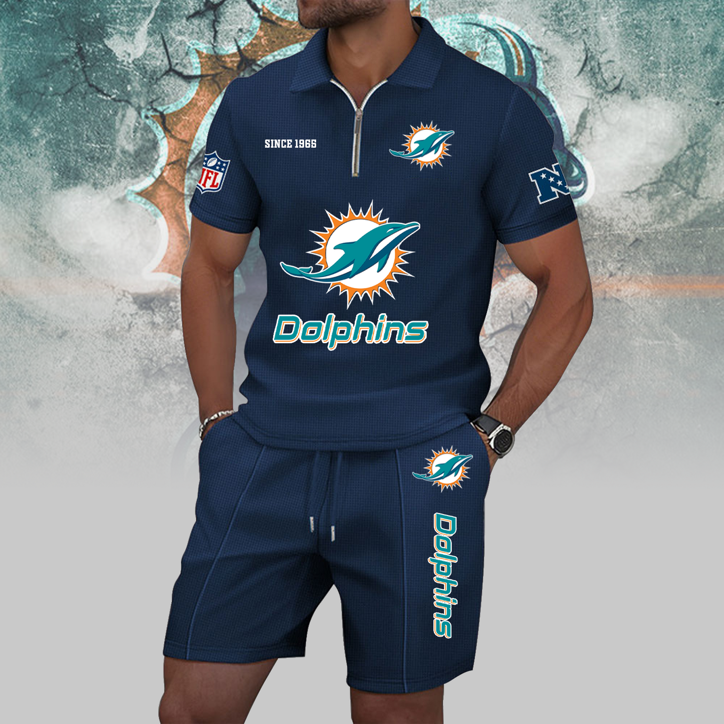MIA x NFL Zip Polo Set DATND TANTD
