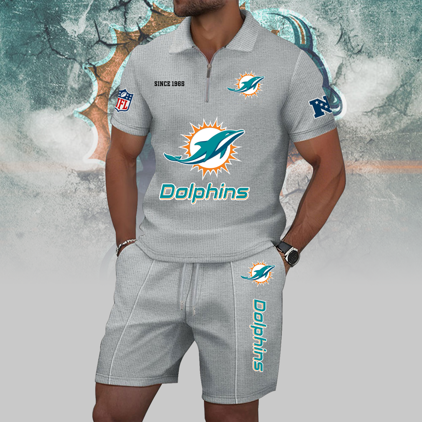 MIA x NFL Zip Polo Set DATND TANTD