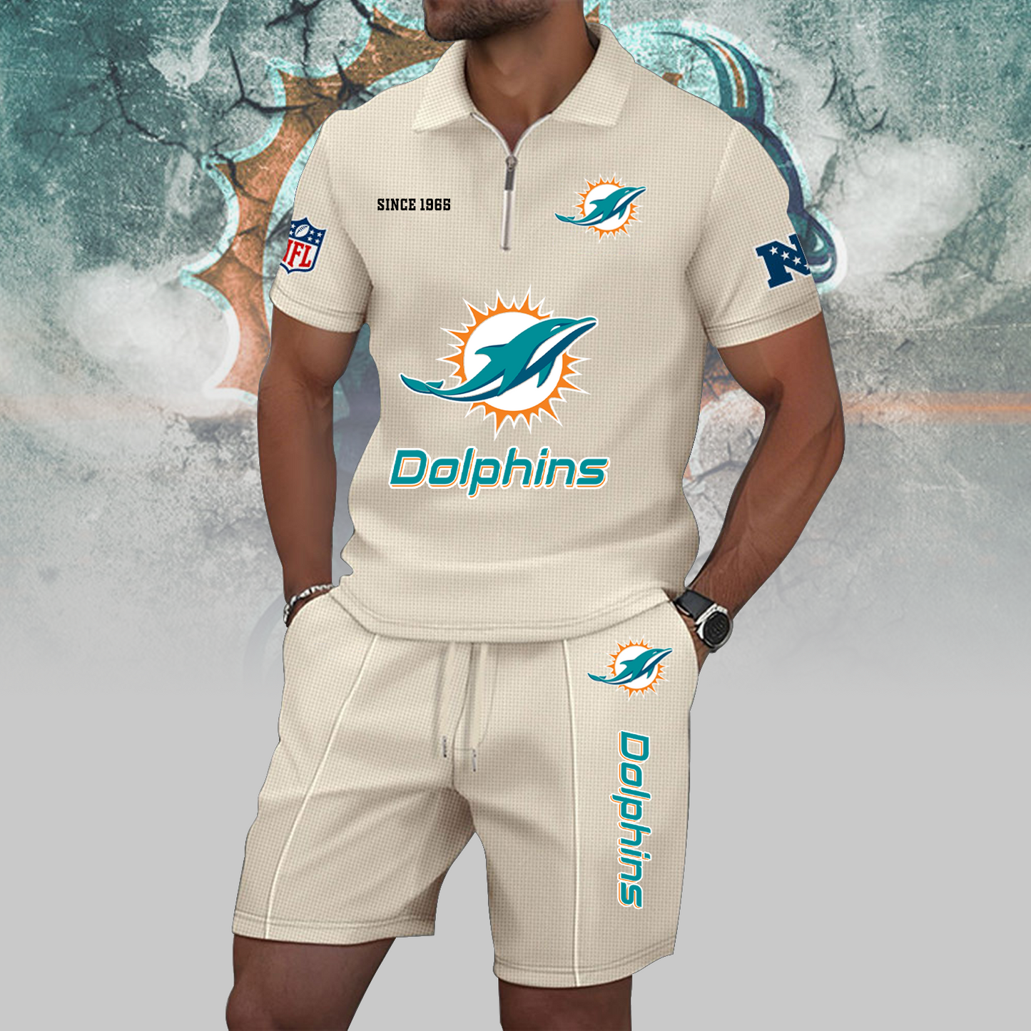MIA x NFL Zip Polo Set DATND TANTD