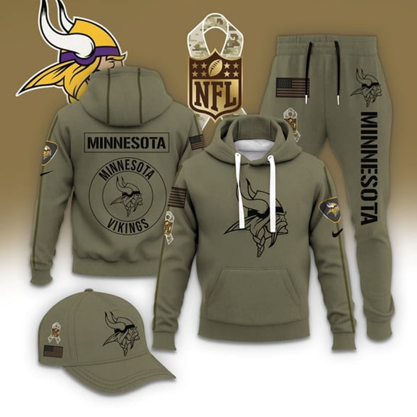 MIN X NFL Casual Outfit Set - Hoodie, Jogger, and Cap V1 NAK THUONGNH