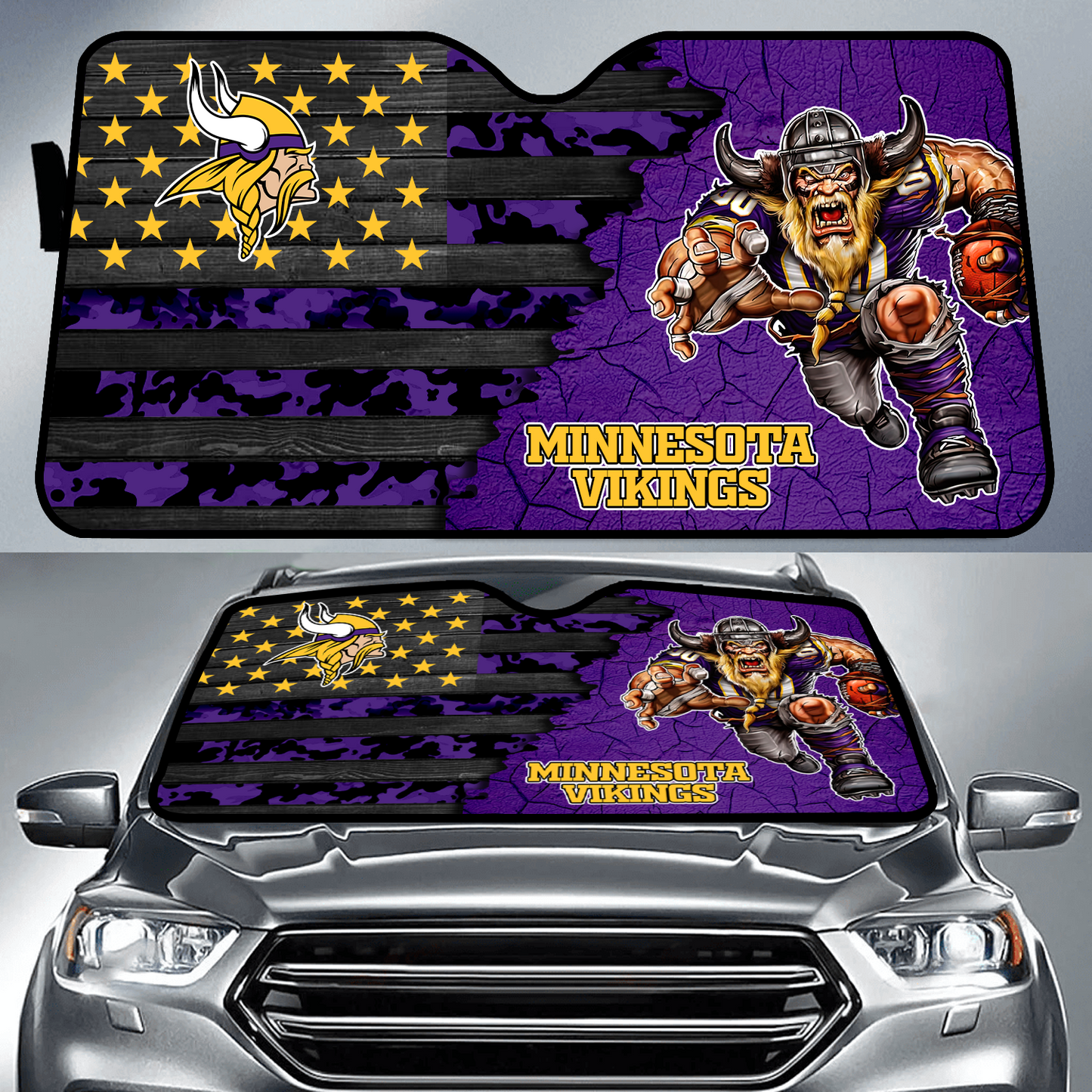 MIN x NFL Personalized Auto Sun Shade DATND TANTD