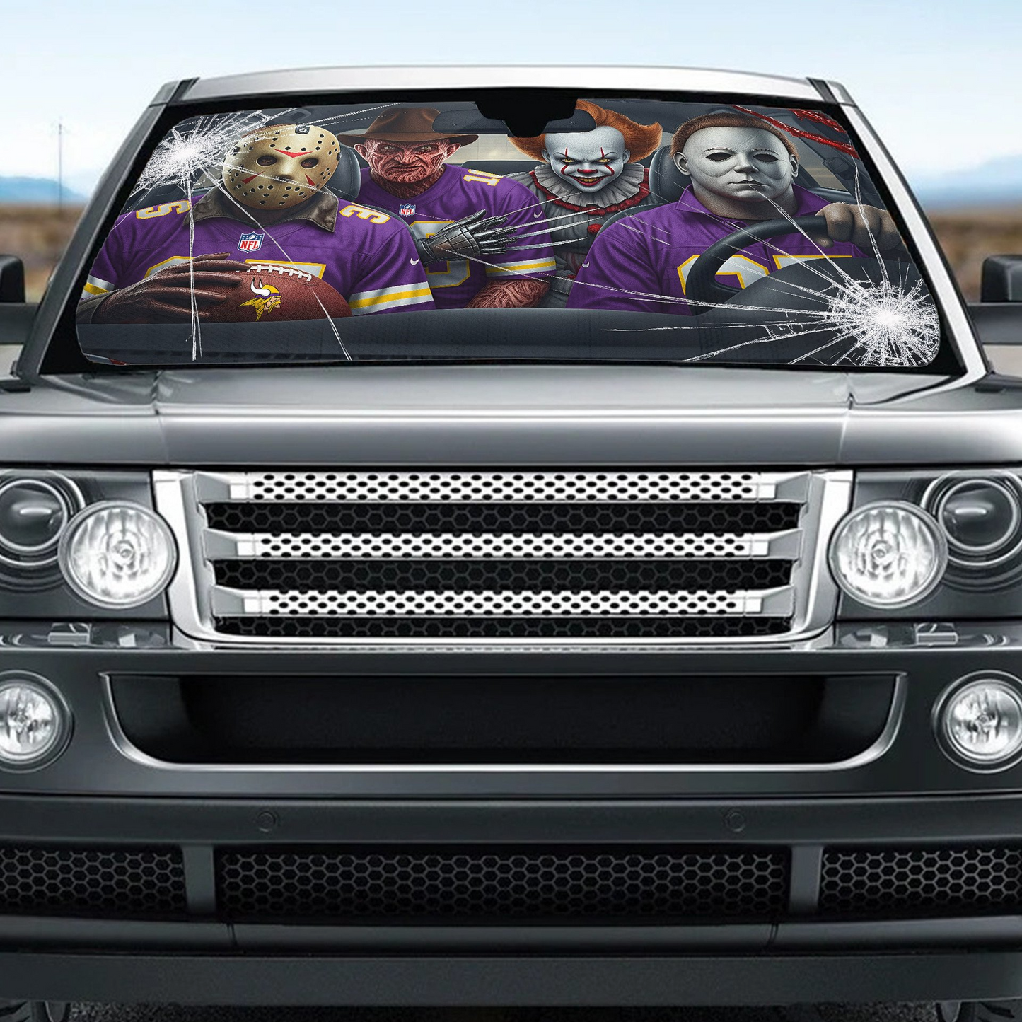 MV x NFL Horror Car Sunshade For Fan DDT CTND