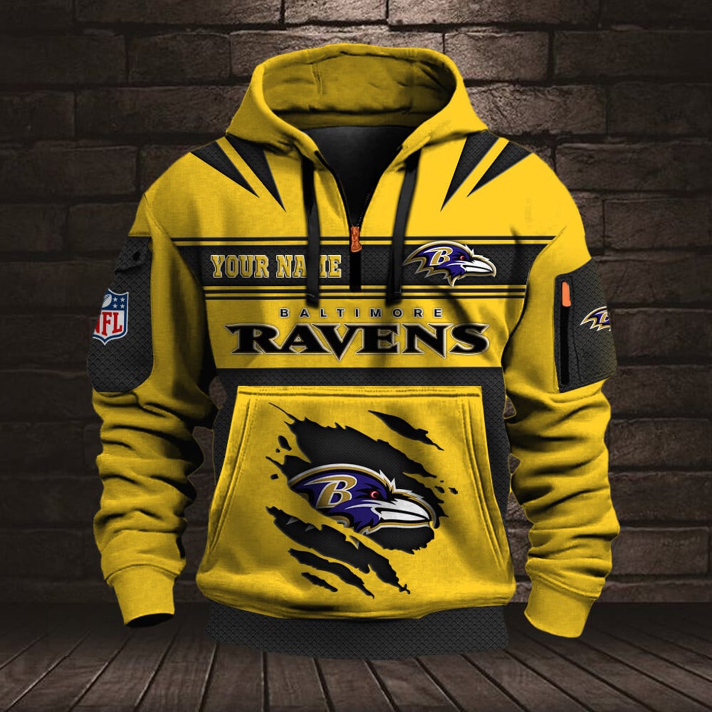 NFL BAL Half Zip Pocket Sweatshirt V1 NAK NHM