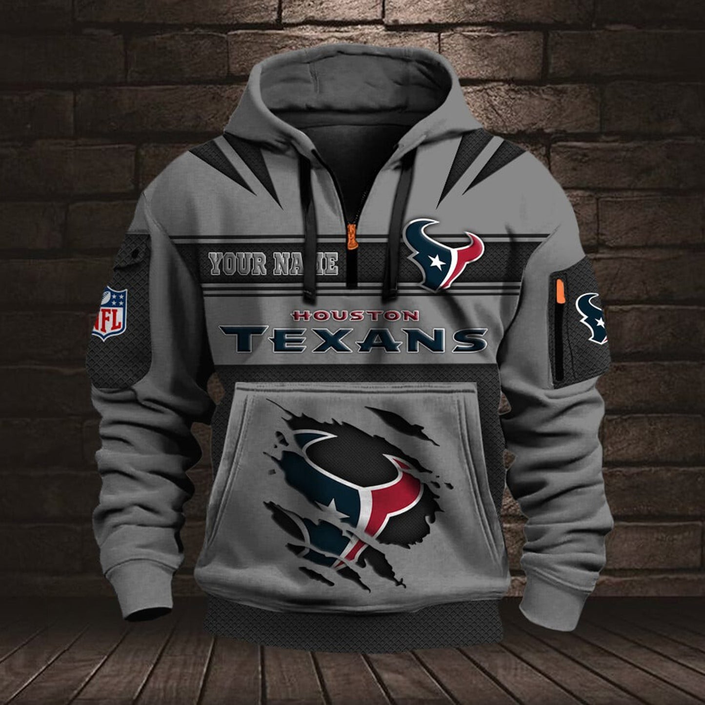 NFL HOU Half Zip Pocket Sweatshirt V1 NAK NHM