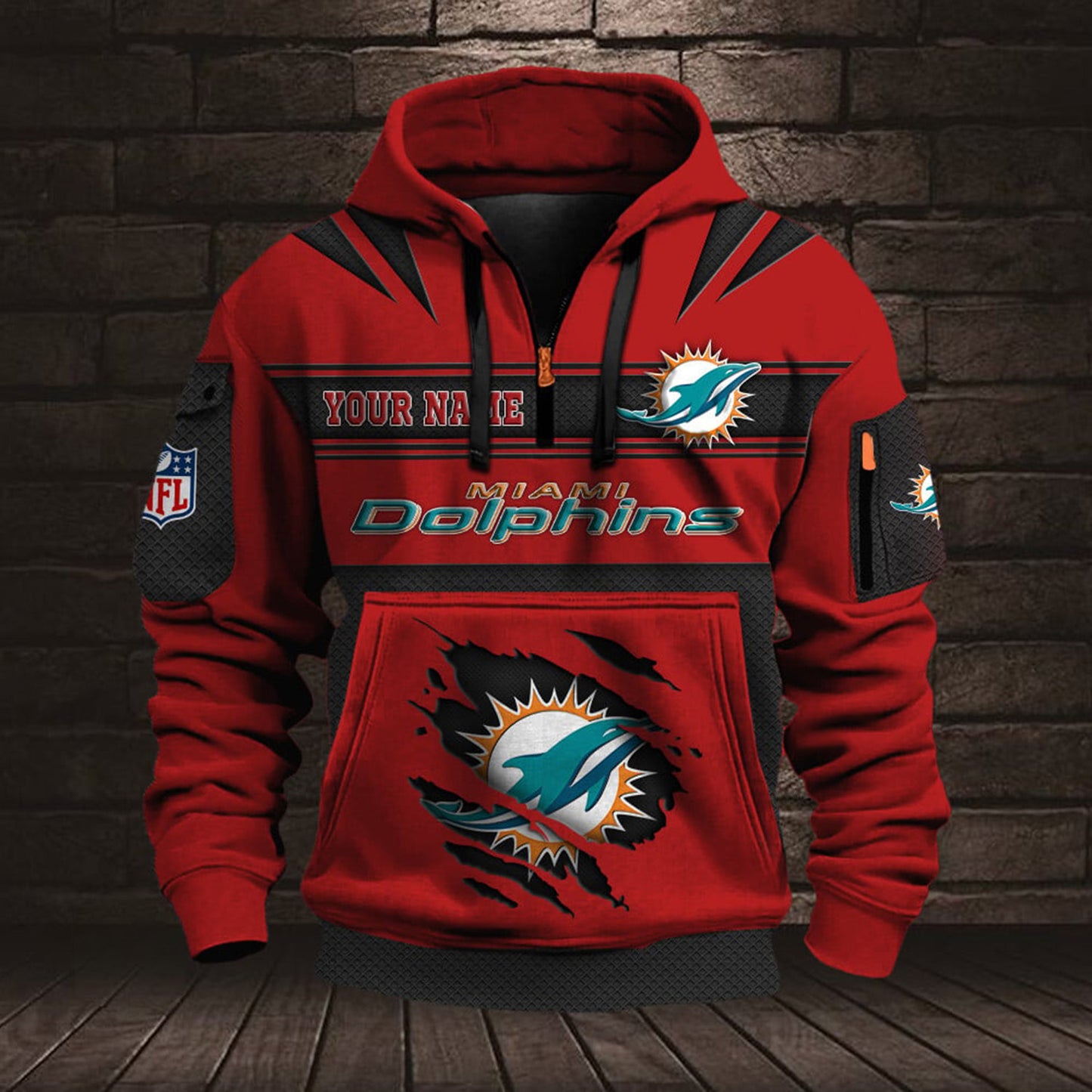 NFL MIA Half Zip Pocket Sweatshirt V1 NAK NHM