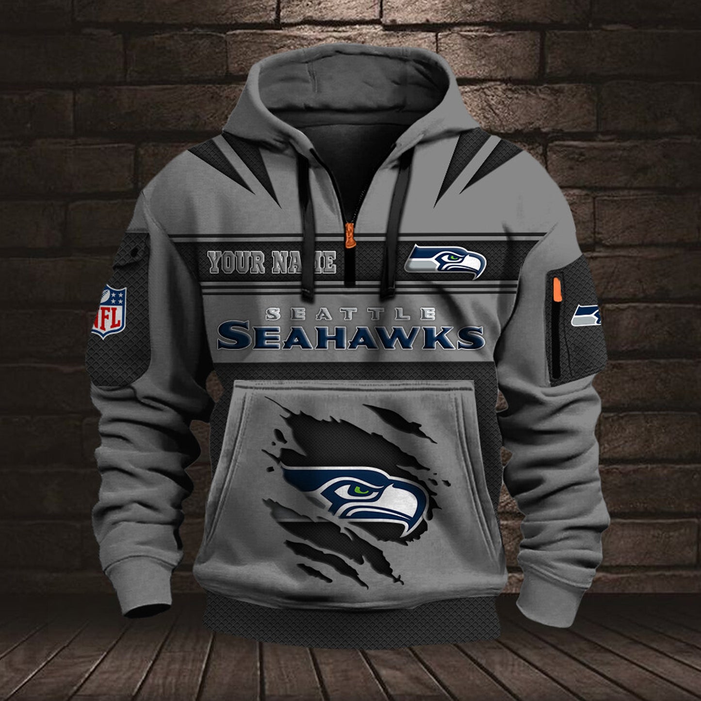 NFL SEA Half Zip Pocket Sweatshirt V1 NAK NHM